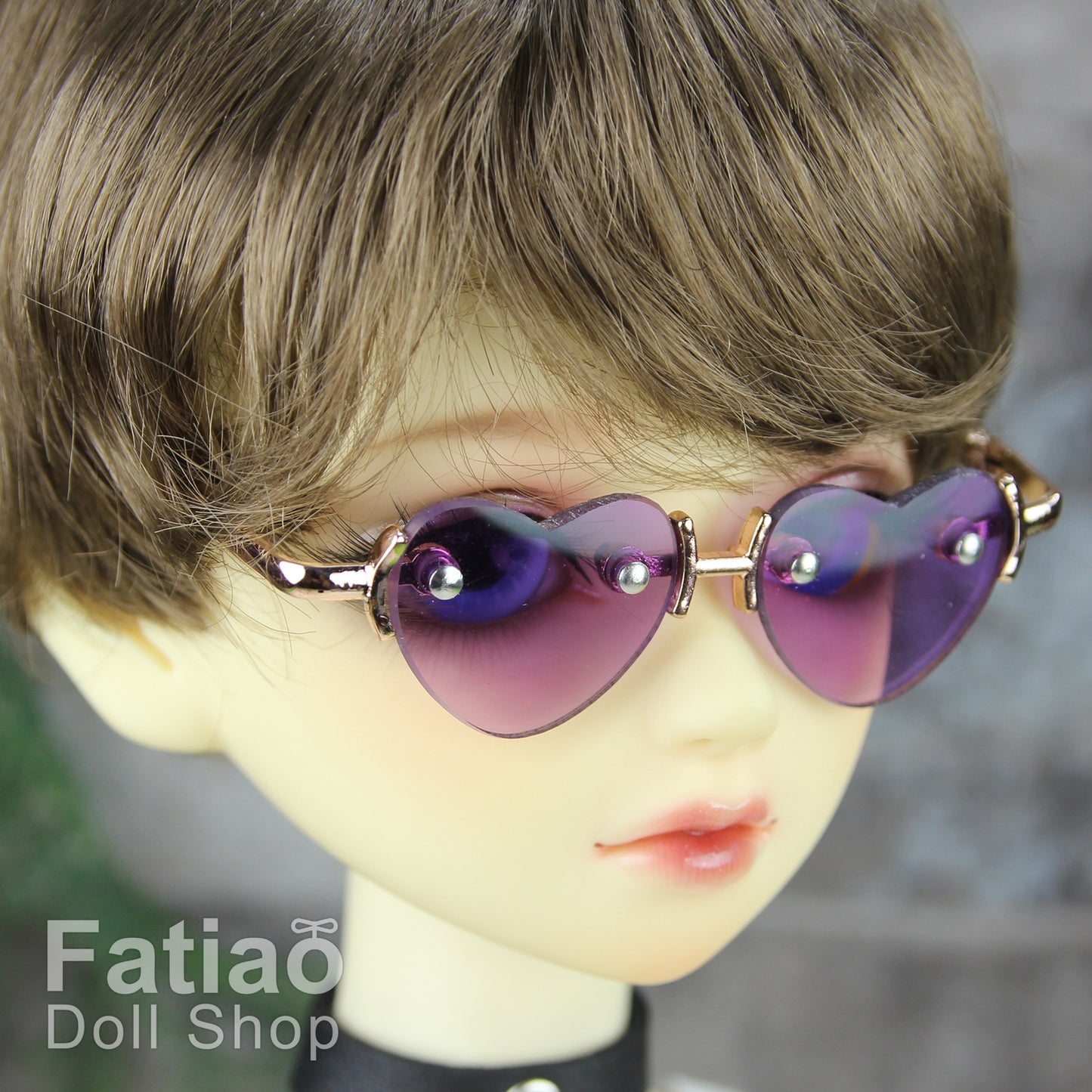 New fashion Rimless Frames Dolls Glasses fit 1/3 BJD SD Super Dollfie Red Heart