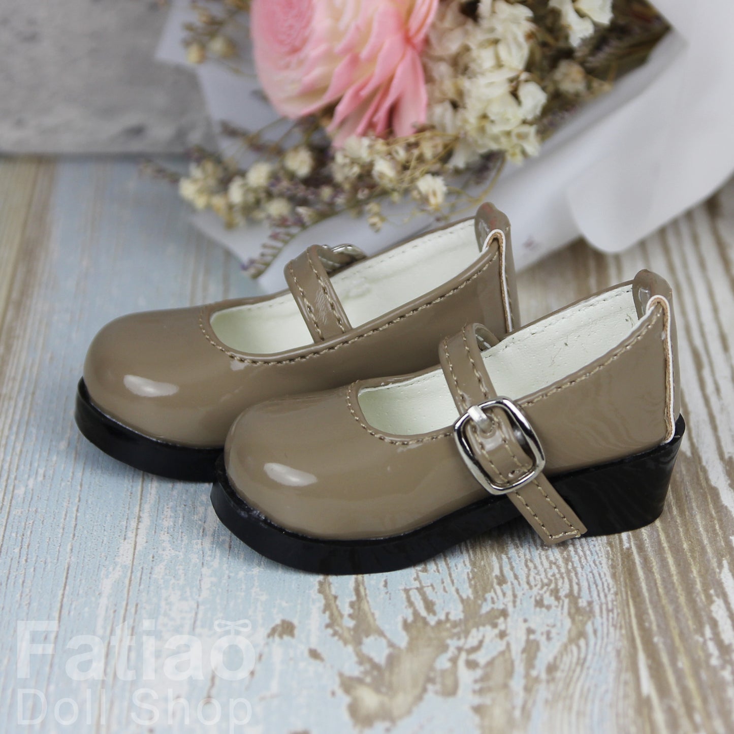 Fatiao - New 1/4 BJD MSD Dollfie Dolls Mary Jane Shoes - Khaki (Size 5.5cm)