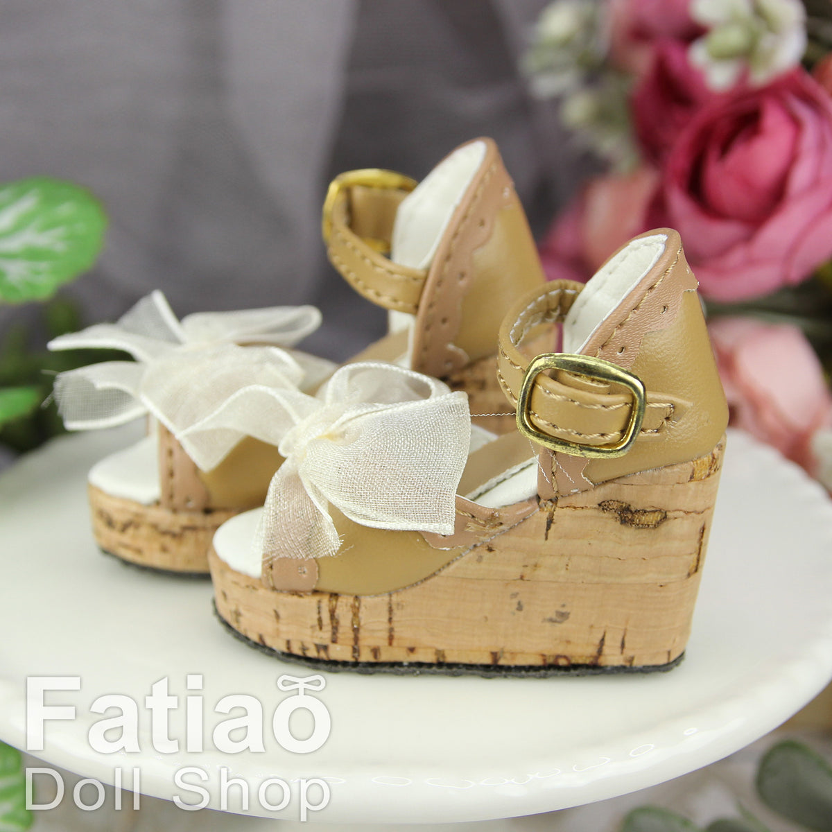 Fatiao - New 1/4 BJD MSD Dollfie Dolls Wedge sandals Shoes - ocher (Size 5cm)