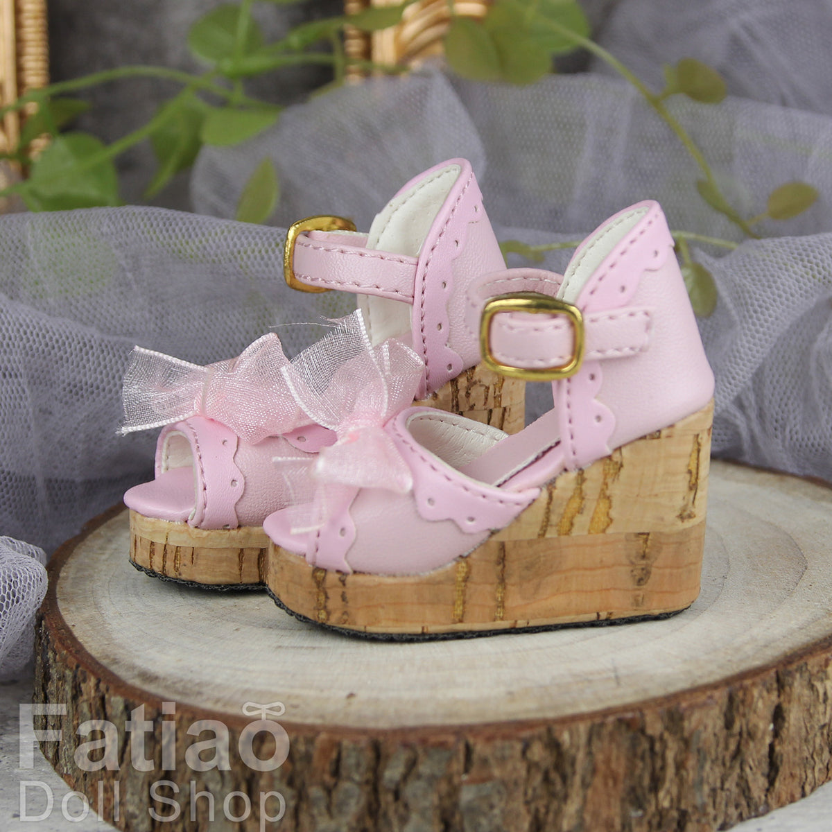 Fatiao - New 1/4 BJD MSD Dollfie Dolls Wedge sandals Shoes - Pink (Size 5cm)
