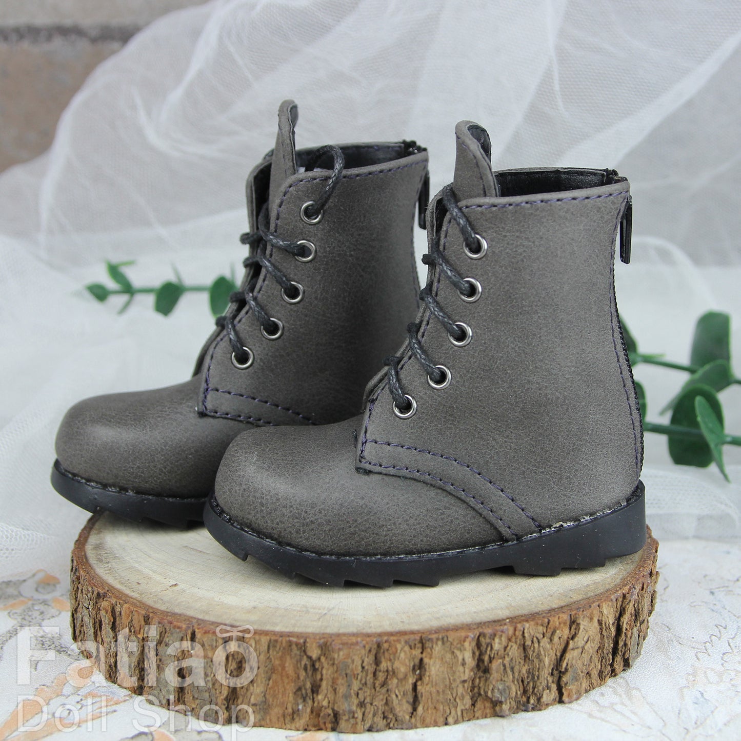 Fatiao - 1/3 BJD SD Supper dollfie Boots Dolls Shoes - Gray (Size 7.5cm)