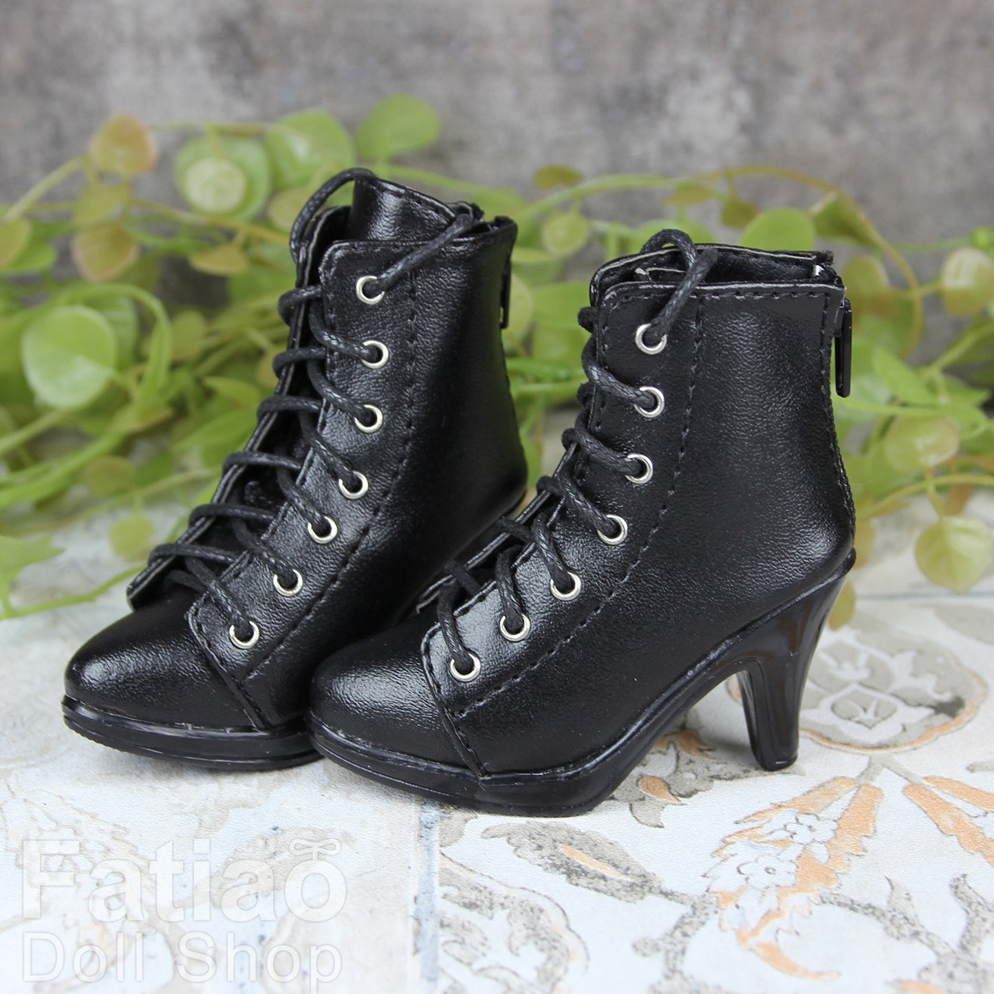 Fatiao - Dollfie 1/3 BJD SD High Heeled Shoes Boots - Black (Size 6.5cm)