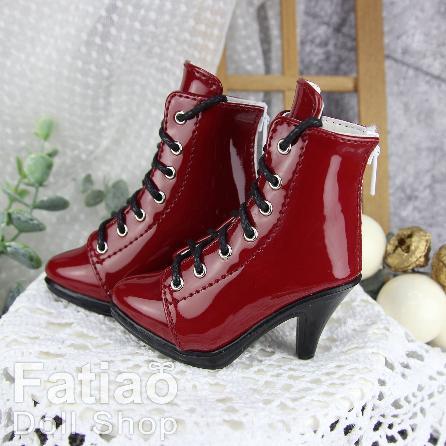 Fatiao - Dollfie 1/3 BJD SD High Heeled Shoes Boots - Red (Size 6.5cm)