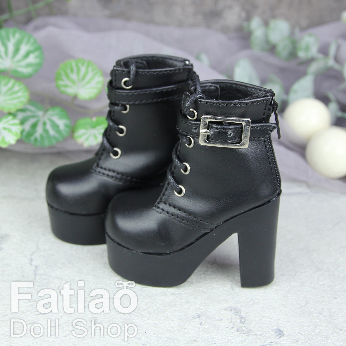Fatiao - Dollfie 1/3 BJD SD High Heeled Shoes Boots - Black (Size 6.5cm)
