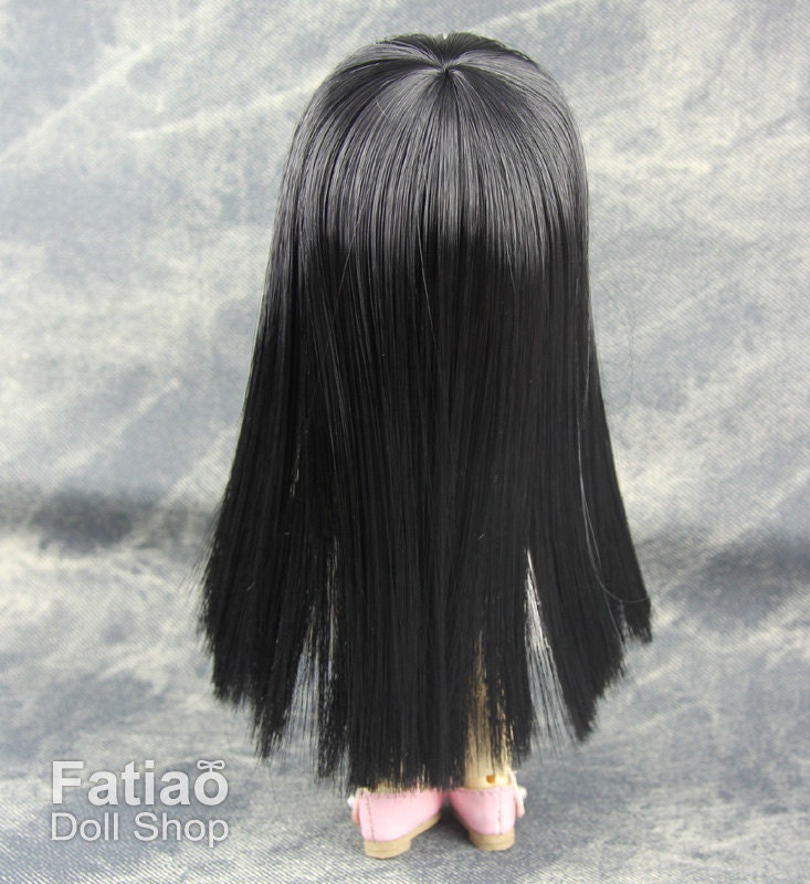 Fatiao - Dollfie Lati Yellow Pukifee 5-6" straight long hair Doll Wig - Black