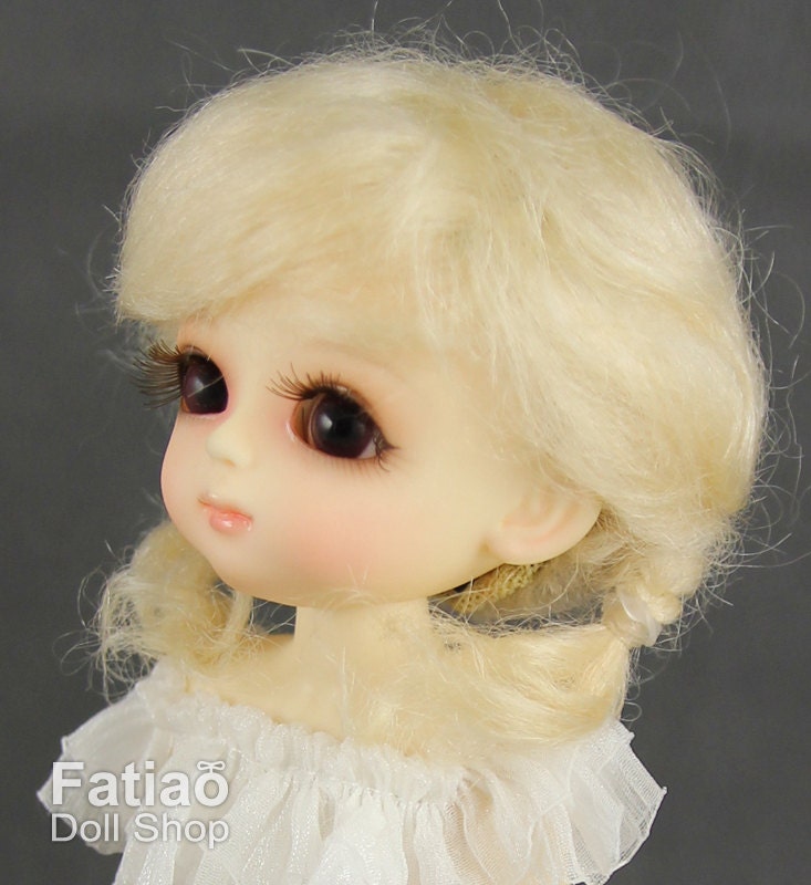 Fatiao - Dollfie Lati Yellow Pukifee 5-6 inch Mohair Doll Wig - Blonde