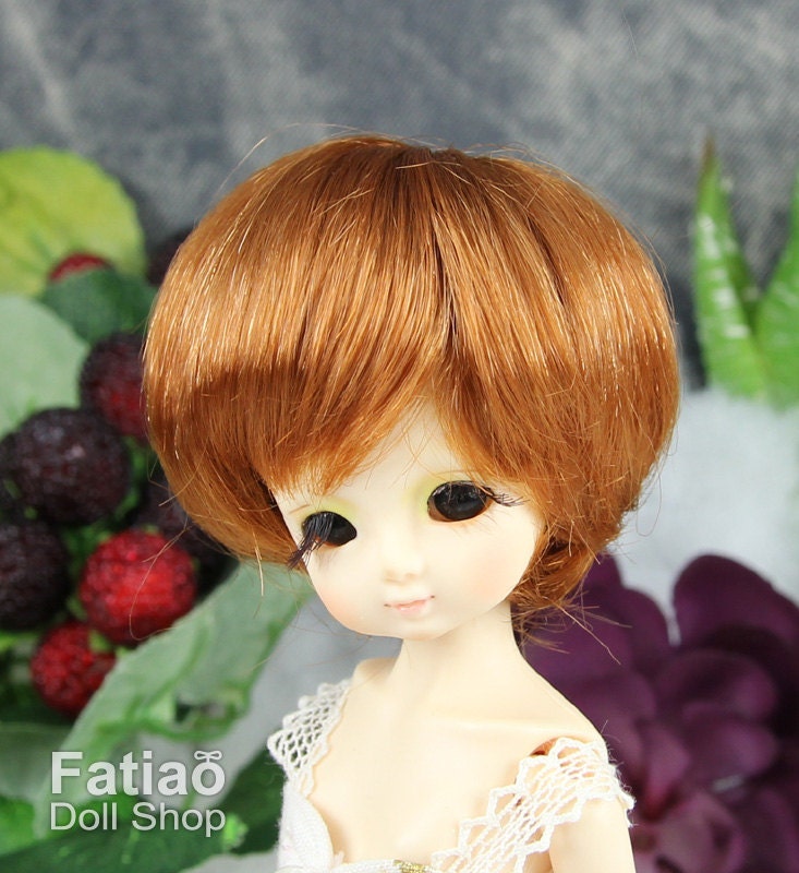 Fatiao - New Dollfie little pullip DAL Nendoroid BJD Dolls Wig - size 4-5" -Caramel