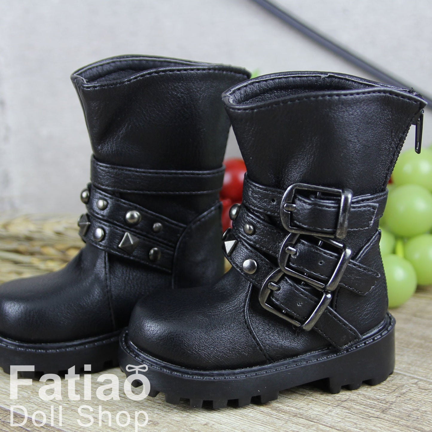 Fatiao - 1/3 BJD SD Supper dollfie Cool Boots Dolls Shoes - Black (Size 7.5cm)