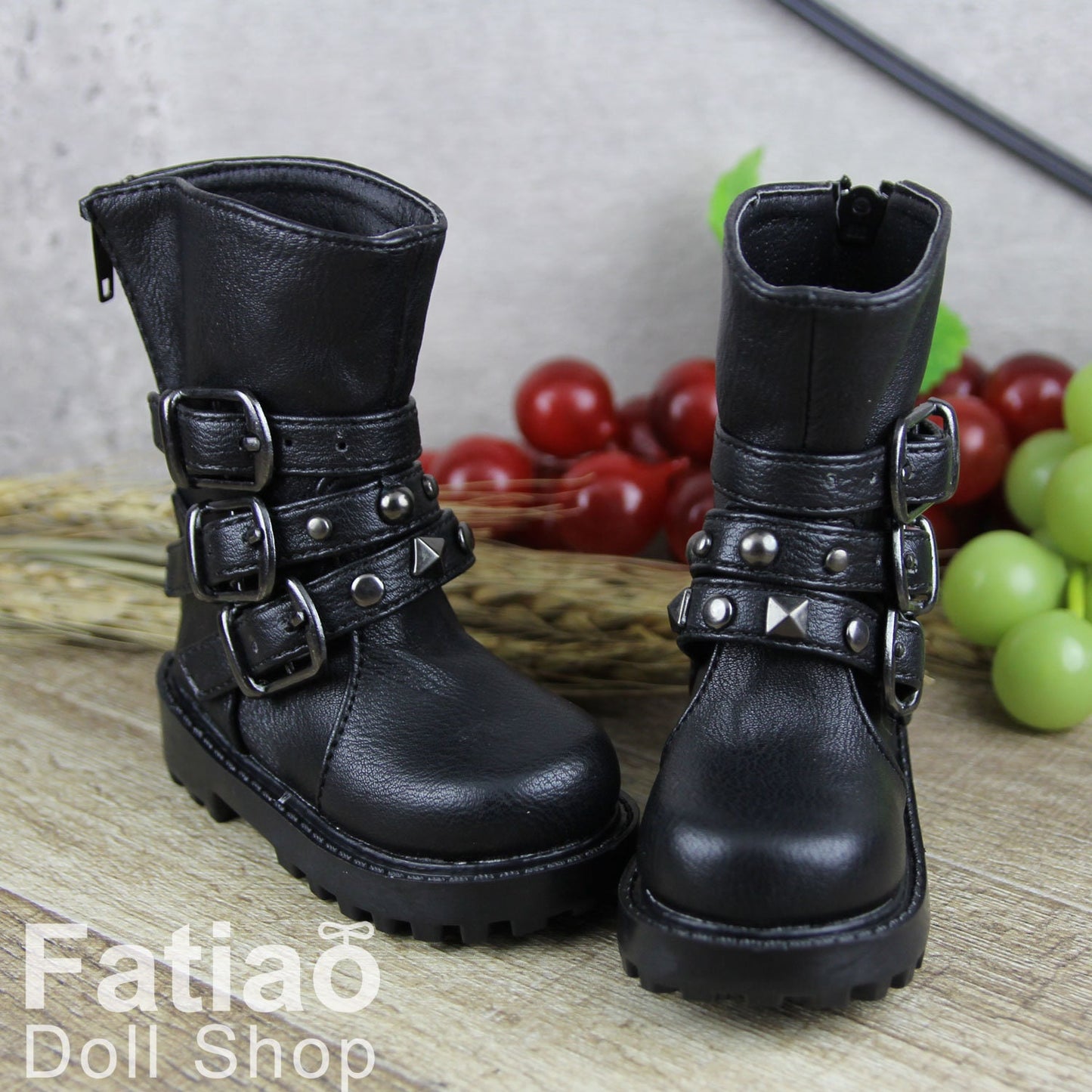 Fatiao - 1/3 BJD SD Supper dollfie Cool Boots Dolls Shoes - Black (Size 7.5cm)