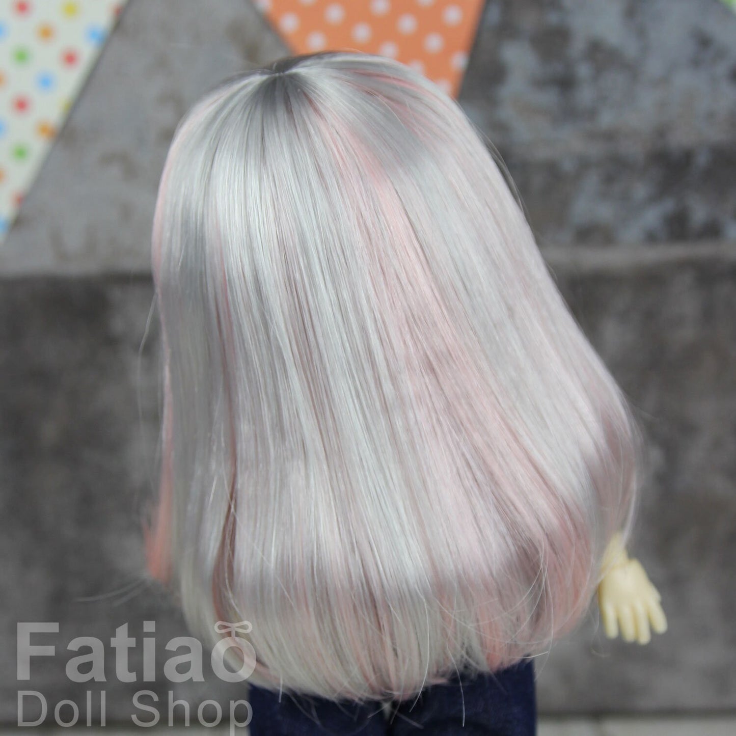 Fatiao - Dollfie Lati Yellow Pukifee 5-6" Doll Wig - Gray & Pink