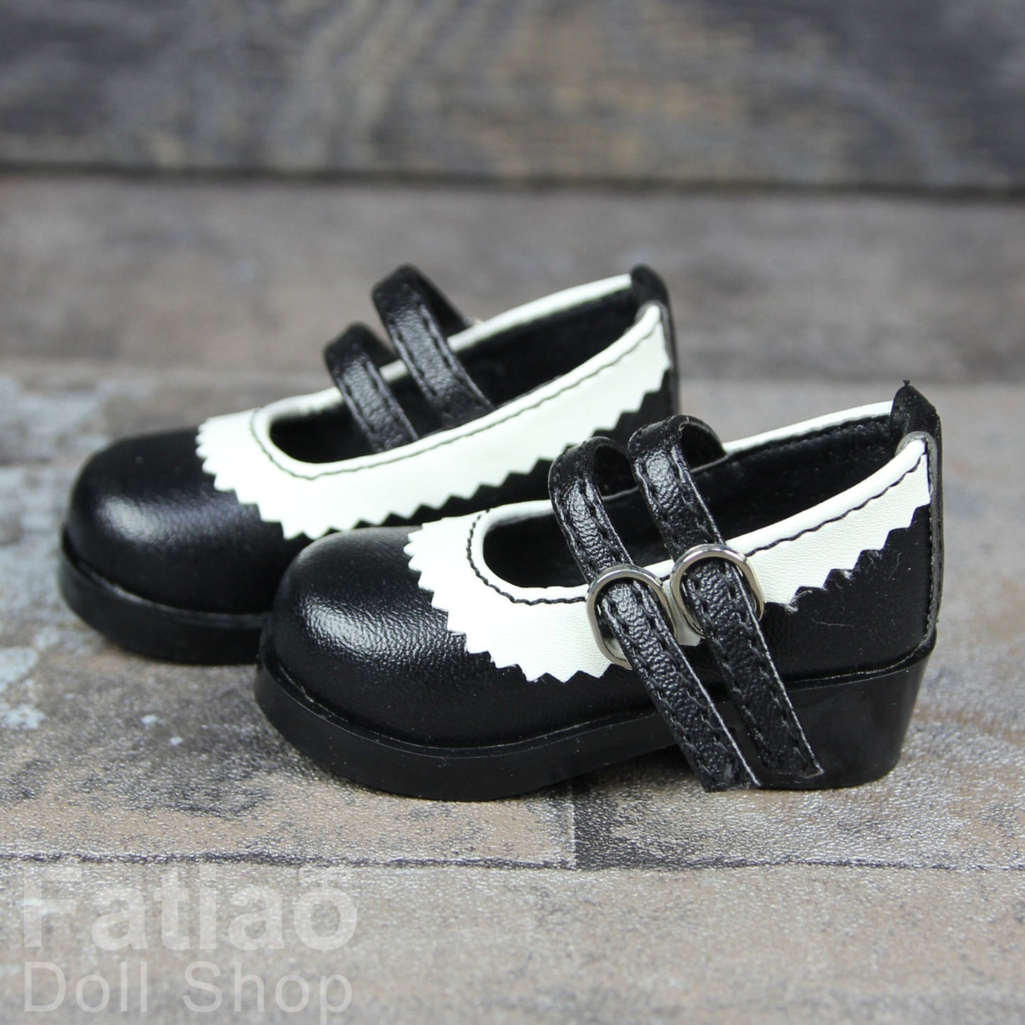 Fatiao - New 1/4 BJD MSD Dollfie Dolls Mary Jane Shoes - Black (Size 5.5cm)
