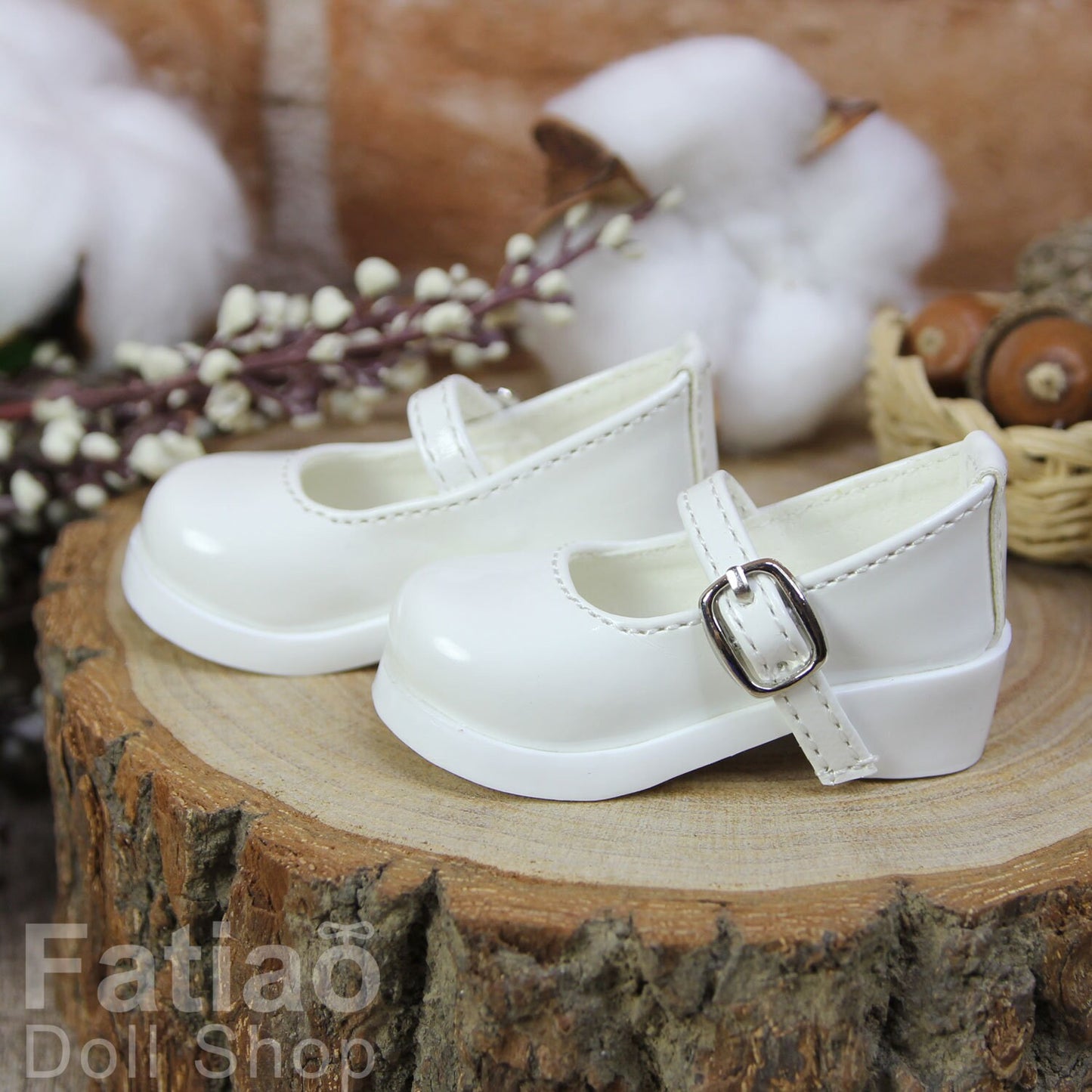 Fatiao - New 1/4 BJD MSD Dollfie Dolls Mary Jane Shoes - White (Size 5.5cm)