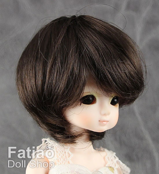 Fatiao - New Dollfie little pullip DAL Nendoroid BJD Dolls Wig - size 4-5" - Deep Brown