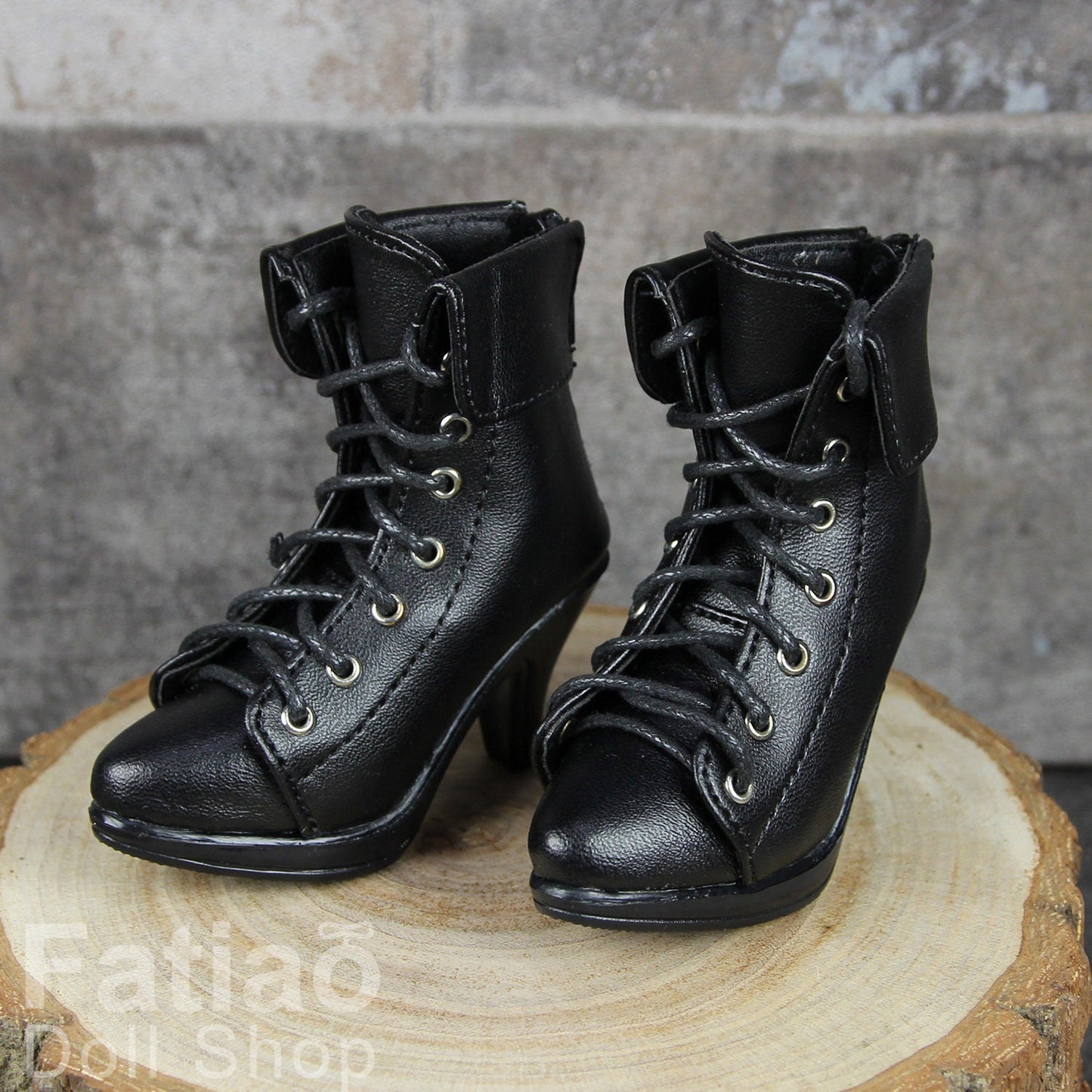 Fatiao - Dollfie 1/3 BJD SD High Heeled Shoes Boots - Black (Size 6.5cm)
