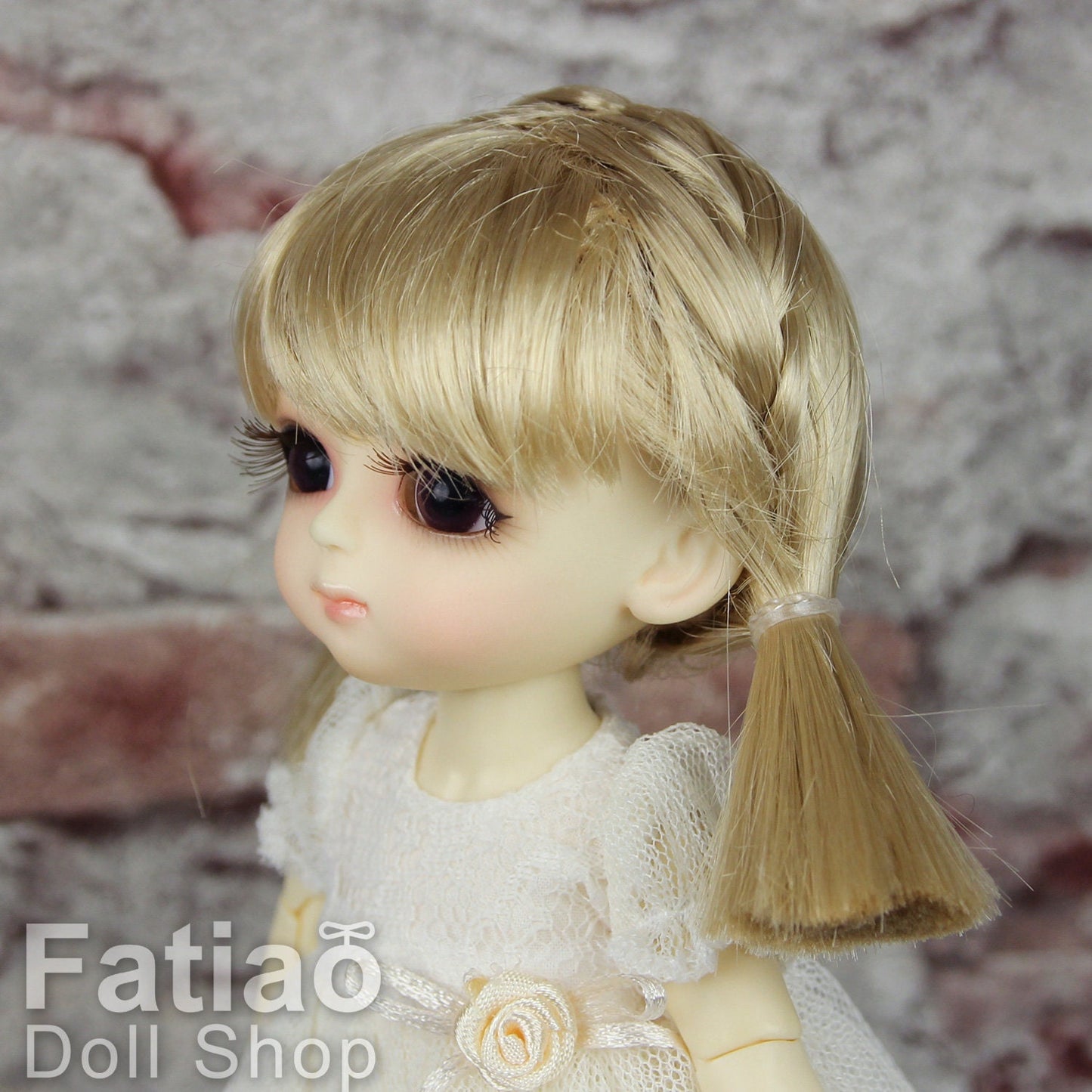 Fatiao - BJD Dollfie Lati Yellow Pukifee 5-6 inch Mohair Doll Wig - Cream gold