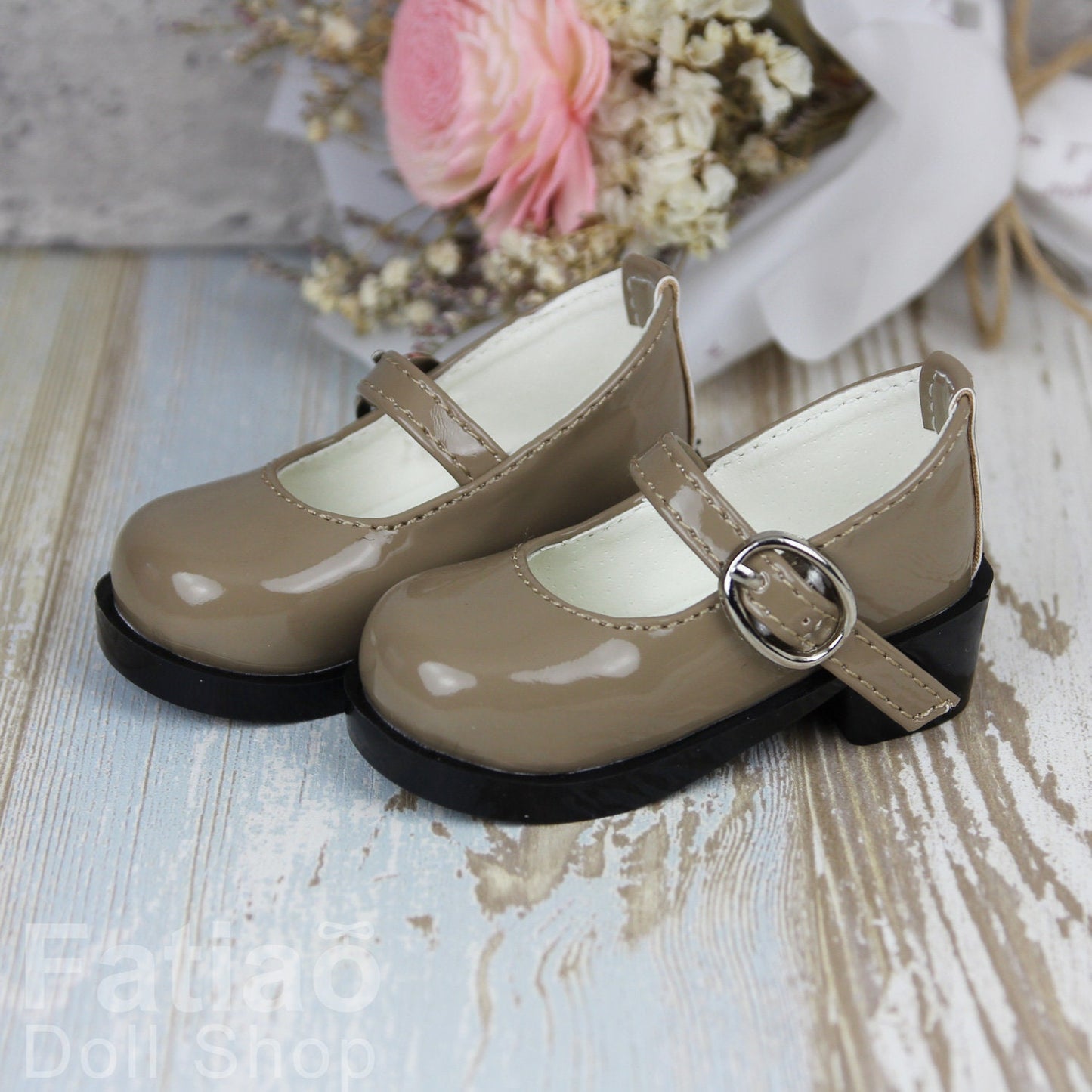 Fatiao - New 1/3 BJD Dollfie Dolls Mary Jane Shoes - Khaki (Size 6.5cm)
