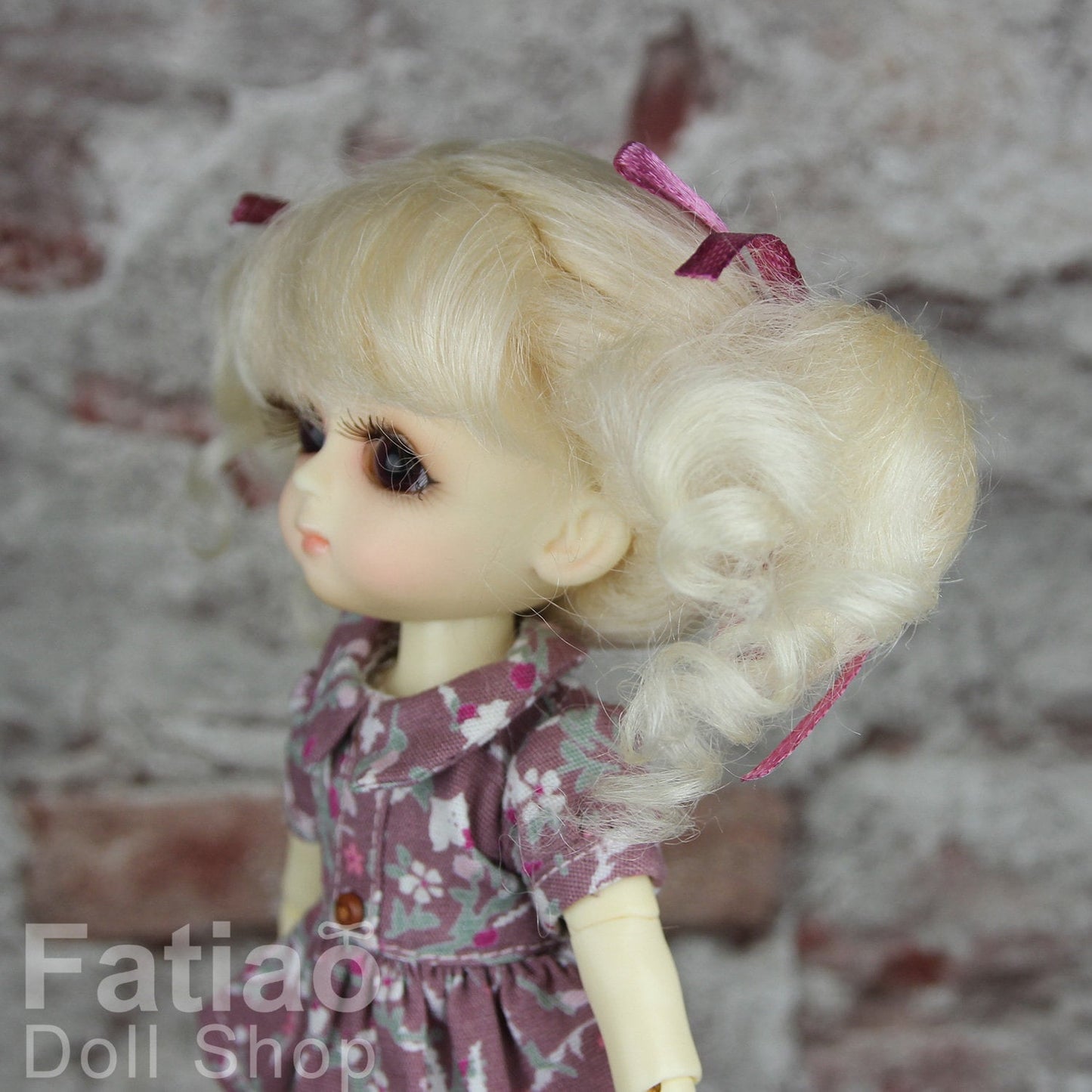 Fatiao - Dollfie Lati Yellow Pukifee 5-6 inch Mohair Doll Wig - Blonde