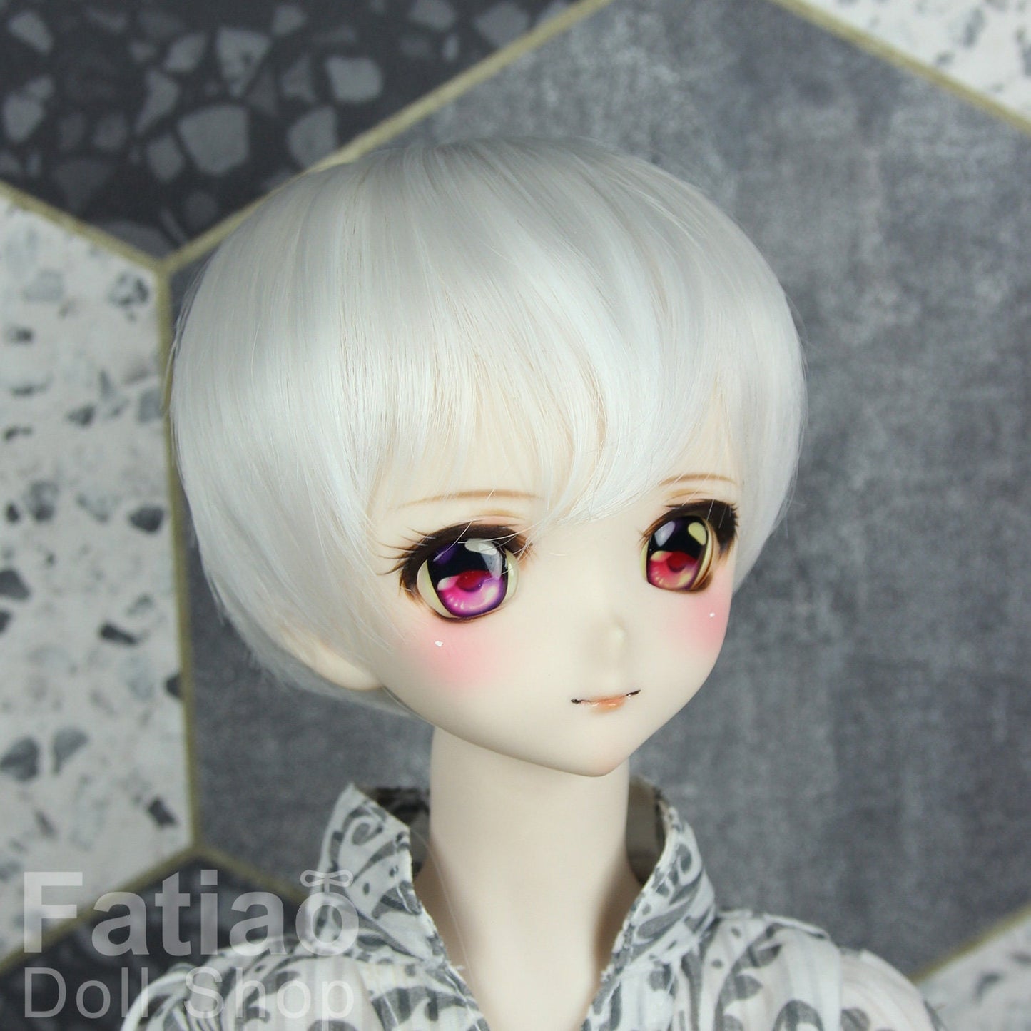 Fatiao - New Dollfie SD 1/3 BJD DD Dolls short Wig size 8-9" - silver white