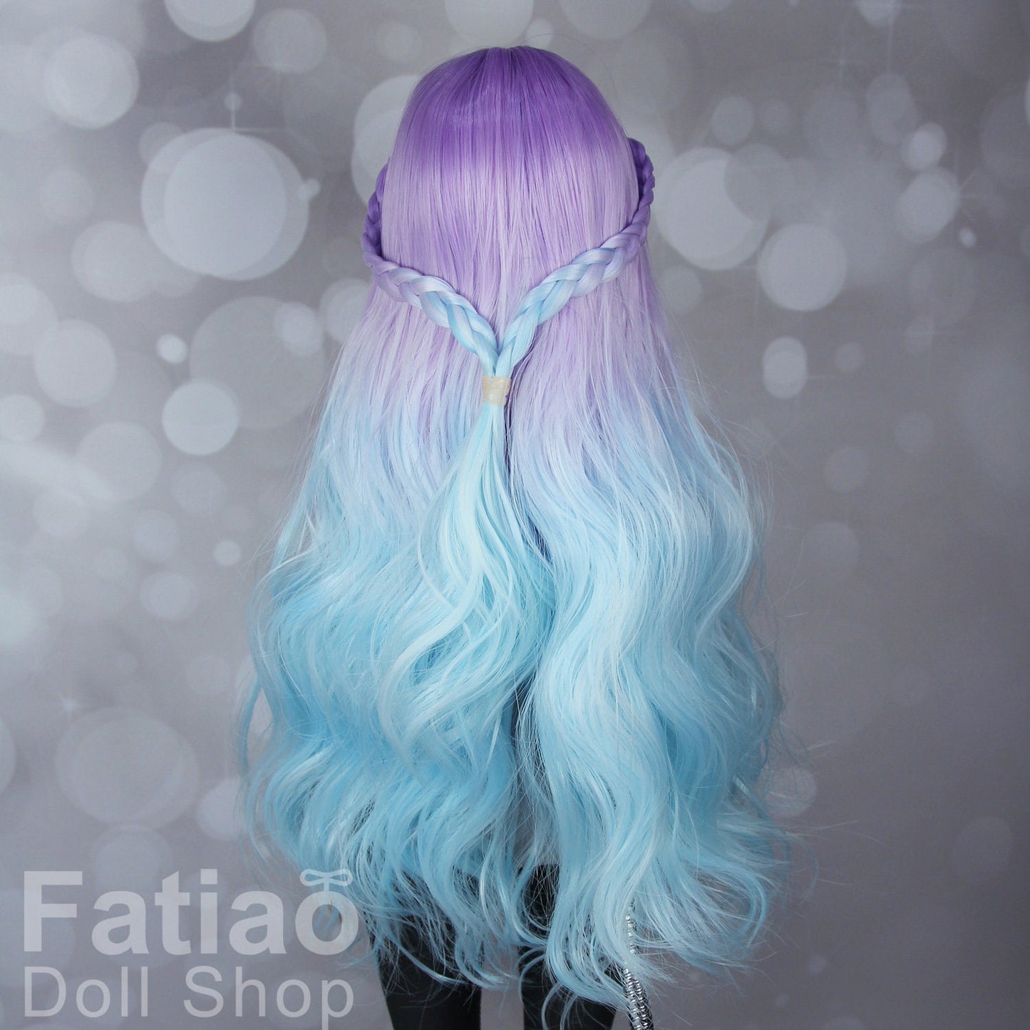 Fatiao - New Dollfie SD 1/3 BJD DD Dolls Long curly Wig size 8-9" - Gradient violet-blue