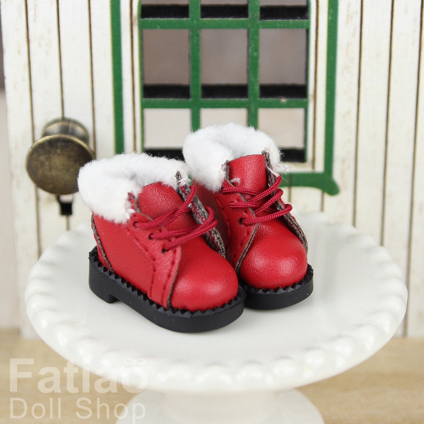 Fatiao - New OB11 Obitsu 11 1/12 BJD Nendoroid GSC Blythe OB22 pullip doll Lace-up Fur boots shoes