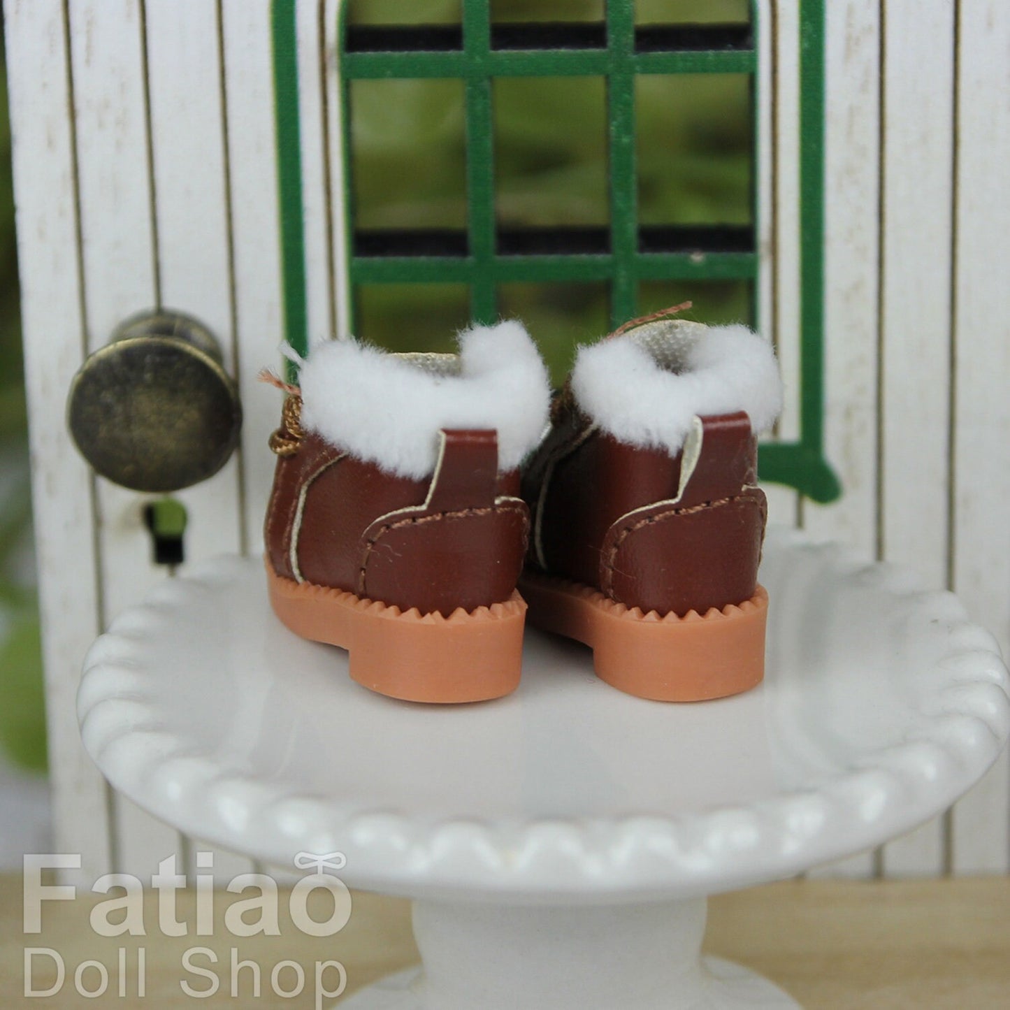 Fatiao - New OB11 Obitsu 11 1/12 BJD Nendoroid GSC Blythe OB22 pullip doll Lace-up Fur boots shoes