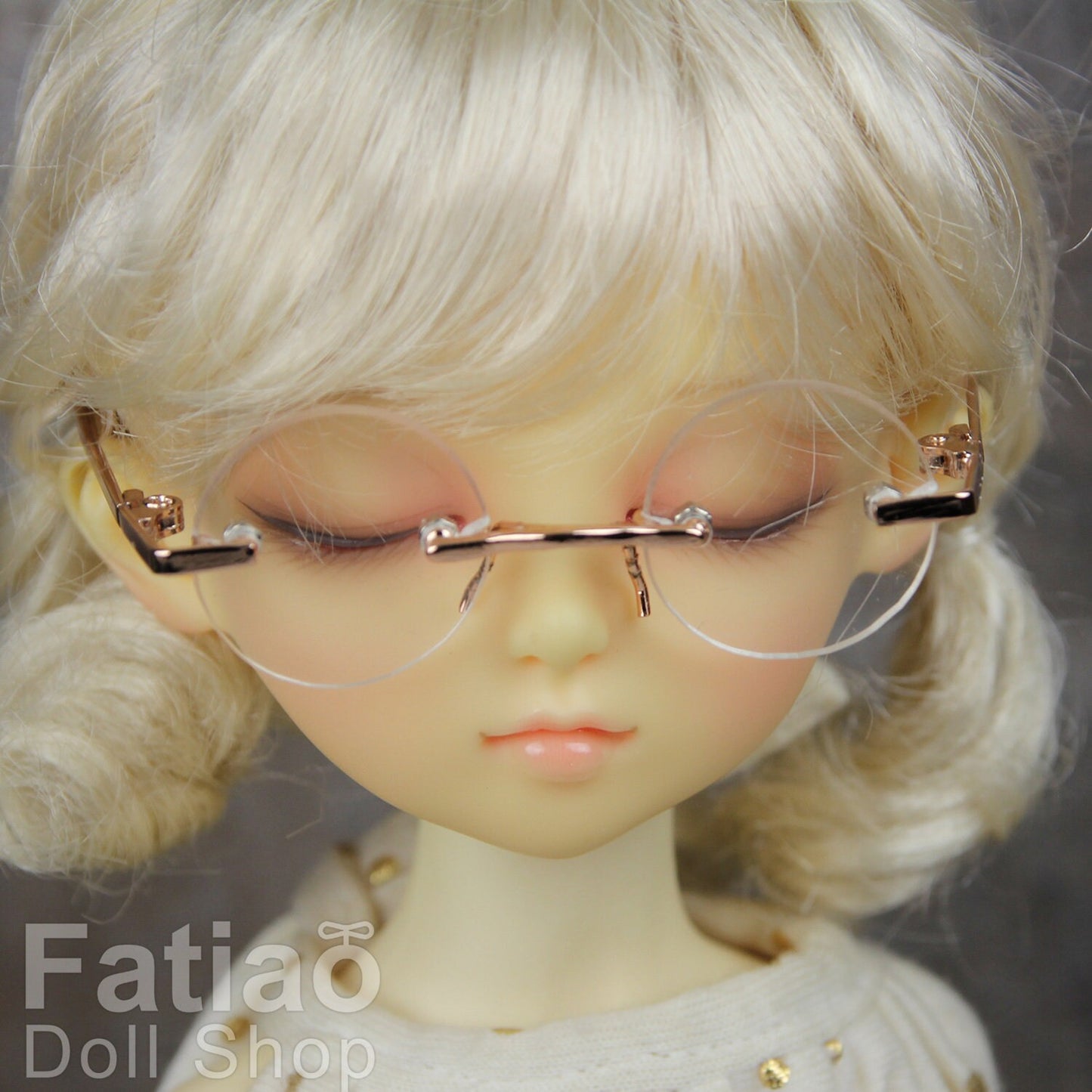New fashion Rimless Frames Dolls Glasses fit 1/3 1/4 BJD SD MSD Super Dollfie - Gold
