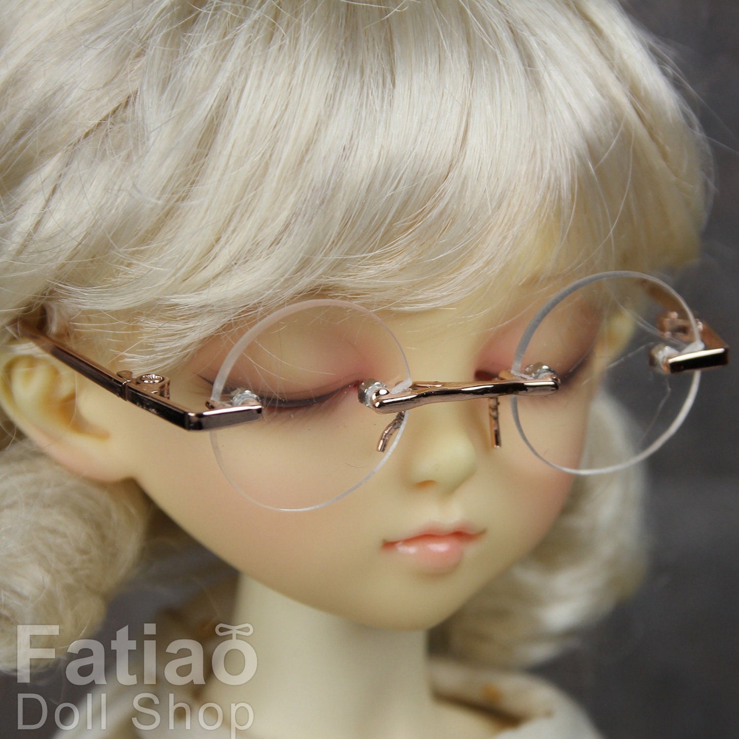 New fashion Rimless Frames Dolls Glasses fit 1/3 1/4 BJD SD MSD Super Dollfie - Gold