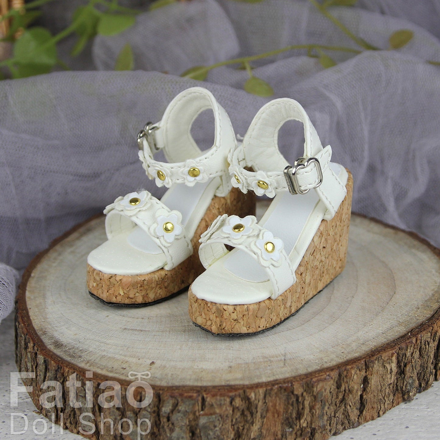 Fatiao - New 1/4 BJD MSD Dollfie Dolls Wedge sandals Shoes - White (Size 5cm)