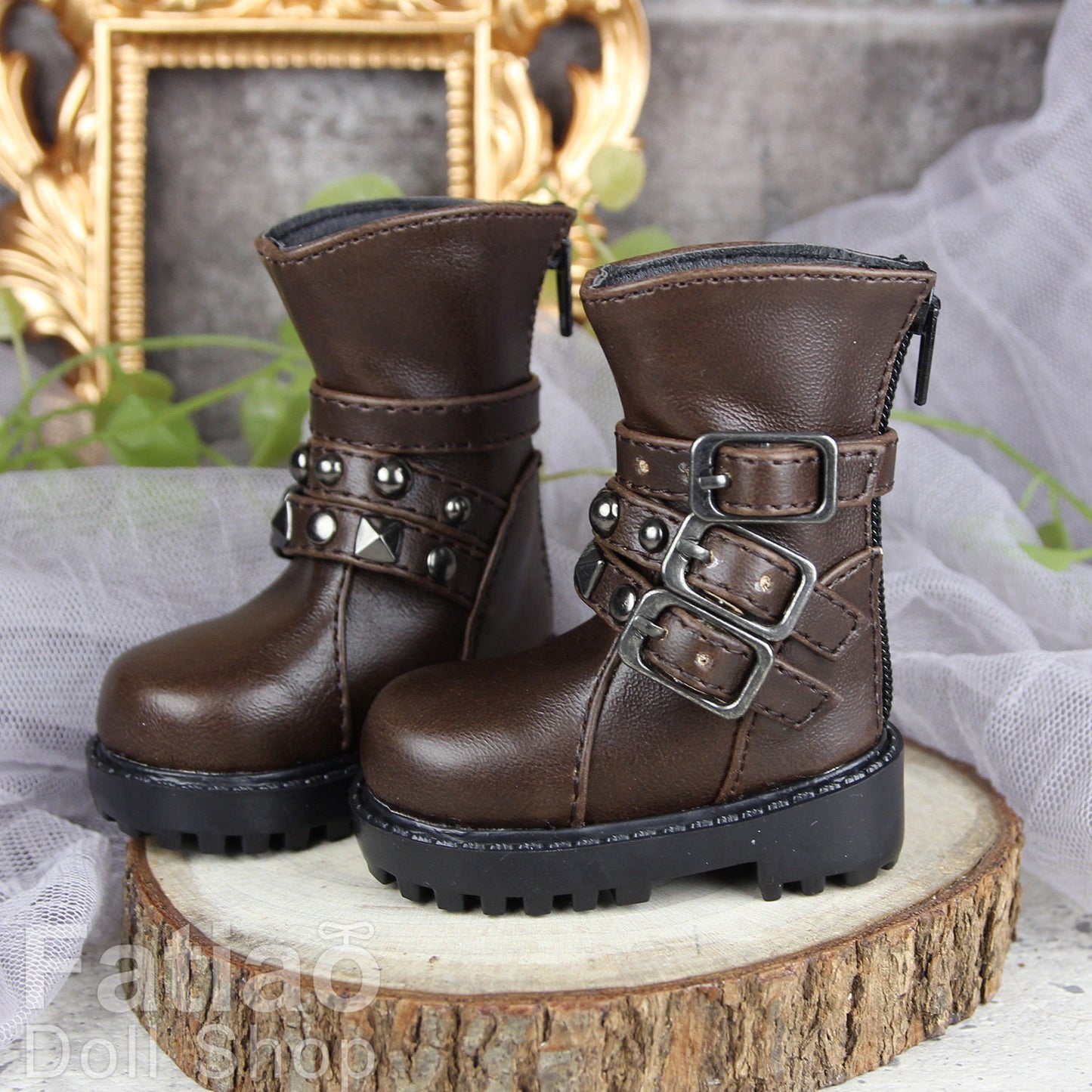 Fatiao - New 1/4 BJD MSD dollfie Cool Boots Dolls Shoes Dark Brown (Size 6cm)