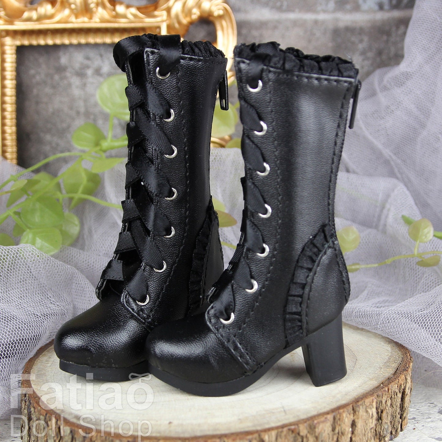 Fatiao - New 1/4 BJD MSD Dollfie Dolls Shoes high-heel boots - Black (Size 5.5cm)