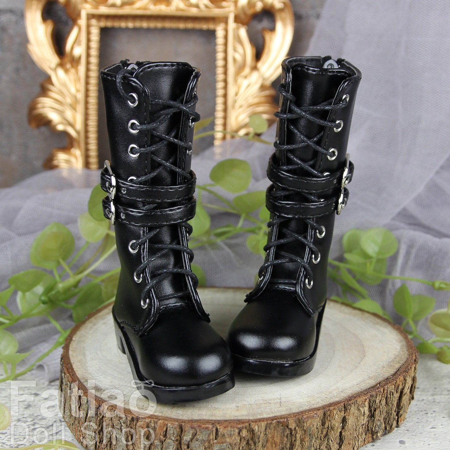 Fatiao - New 1/4 BJD MSD Dollfie Dolls Shoes Boots - Black (Size 5.5cm)