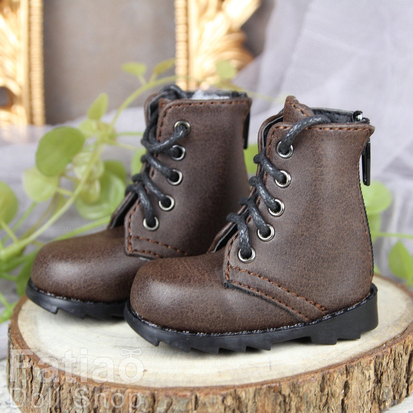 Fatiao - New 1/4 BJD MSD dollfie Dolls Shoes boots - Dark brown (Size 6cm)