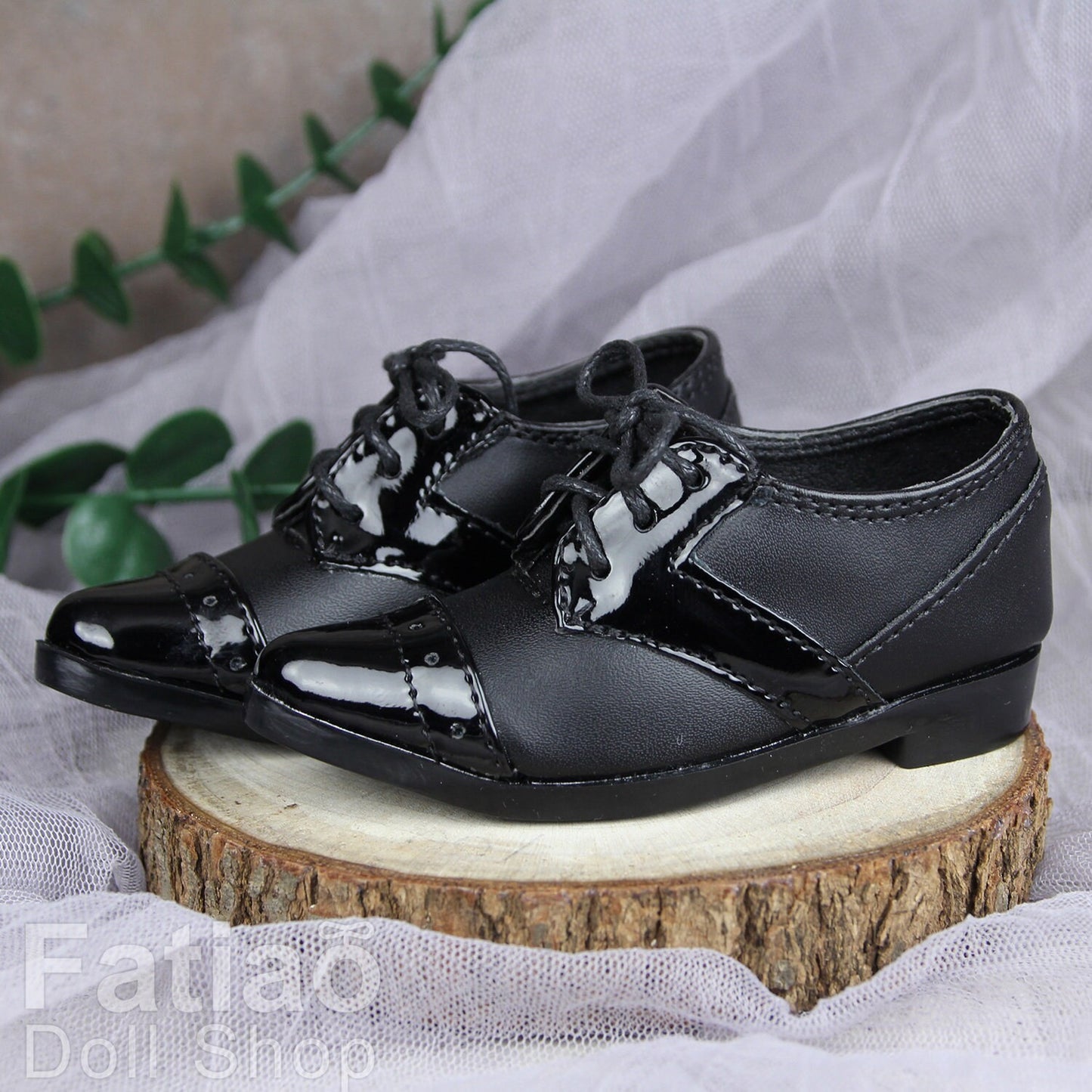 Fatiao - New 1/3 BJD Supper dollfie 13/17SD Boy Tip Leather Suit Shoes Black (Size 8.5cm)