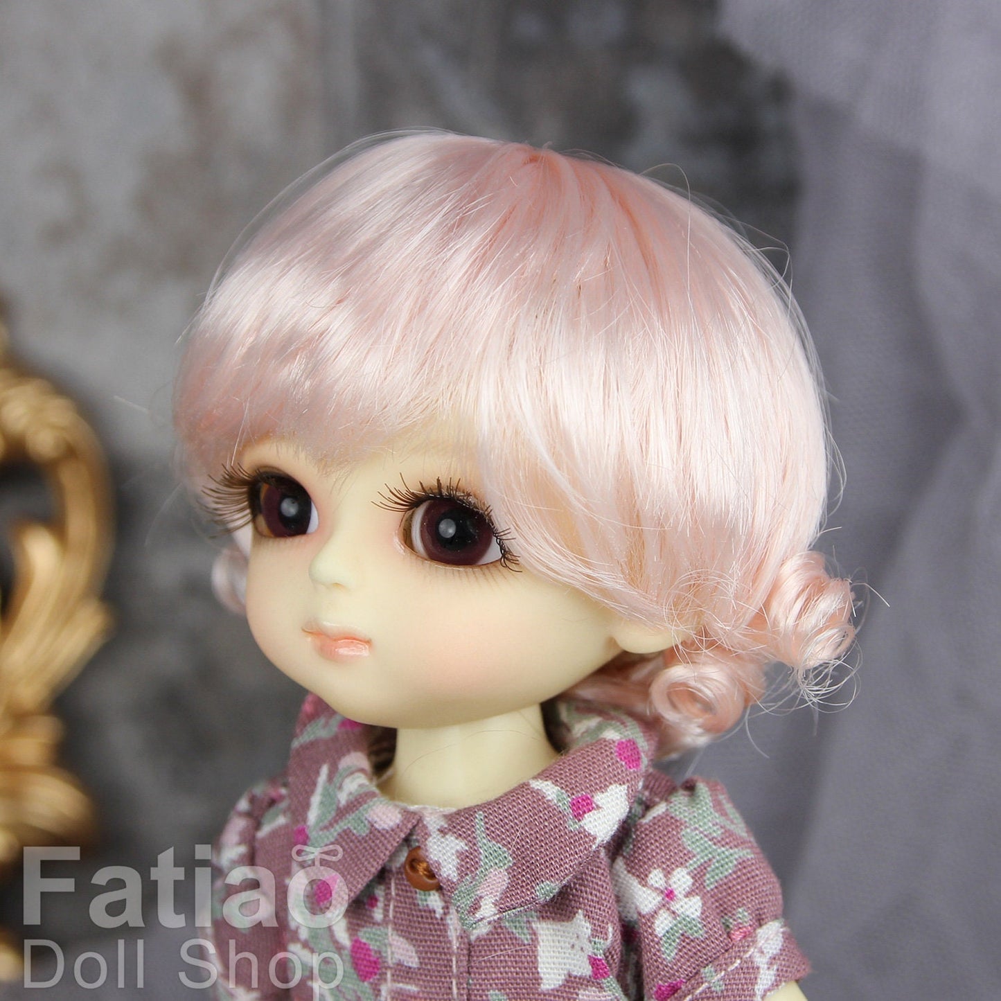 Fatiao - Dollfie Lati Yellow Pukifee 5-6" Doll Wig - Light Pink