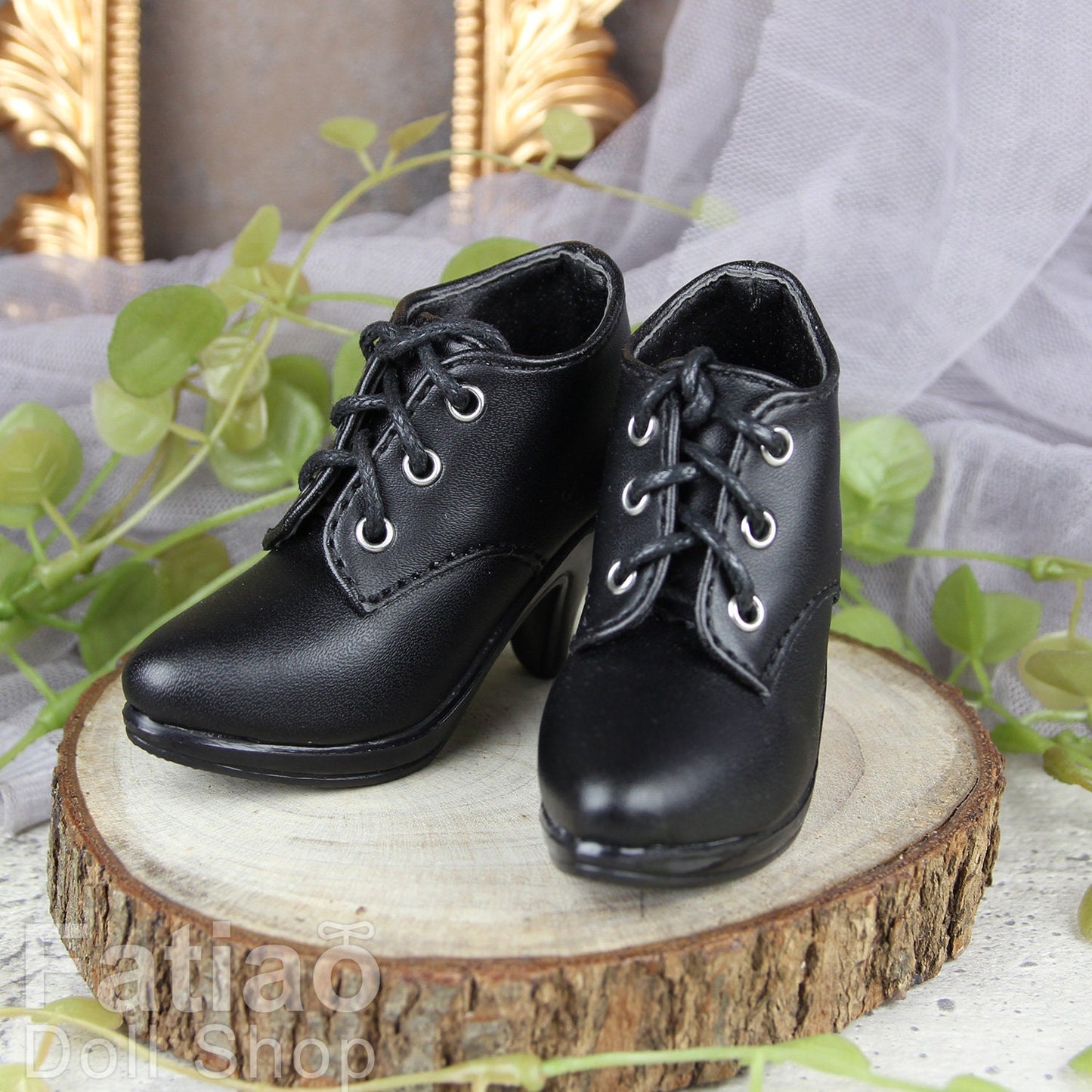Fatiao - Dollfie 1/3 BJD SD High Heeled Mary Jane Shoes - Black (Size 7cm)