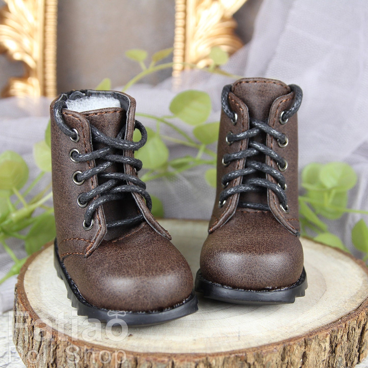 Fatiao - New 1/4 BJD MSD dollfie Dolls Shoes boots - Dark brown (Size 6cm)