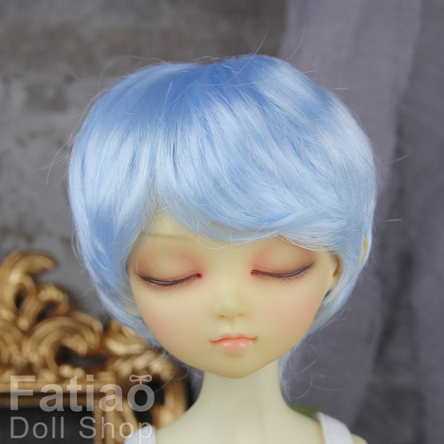 Fatiao - New Dollfie MSD Kaye Wiggs 1/4 BJD Size 7-8 inch Dolls Wig - Light Blue