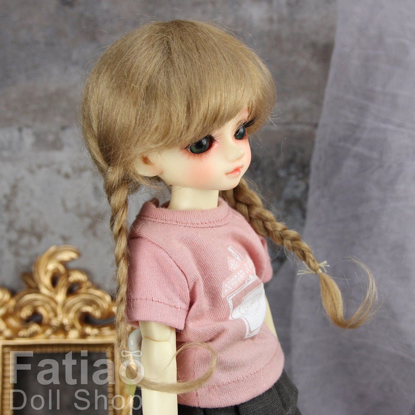 Fatiao - New Dollfie Yo-SD 1/6 BJD Mohair Dolls Wig 6-7 inch - Latte