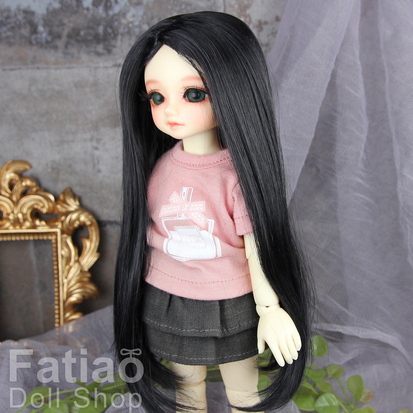 Fatiao - New Dollfie Yo-SD 1/6 BJD - Dolls Wig 6-7 inch - Black