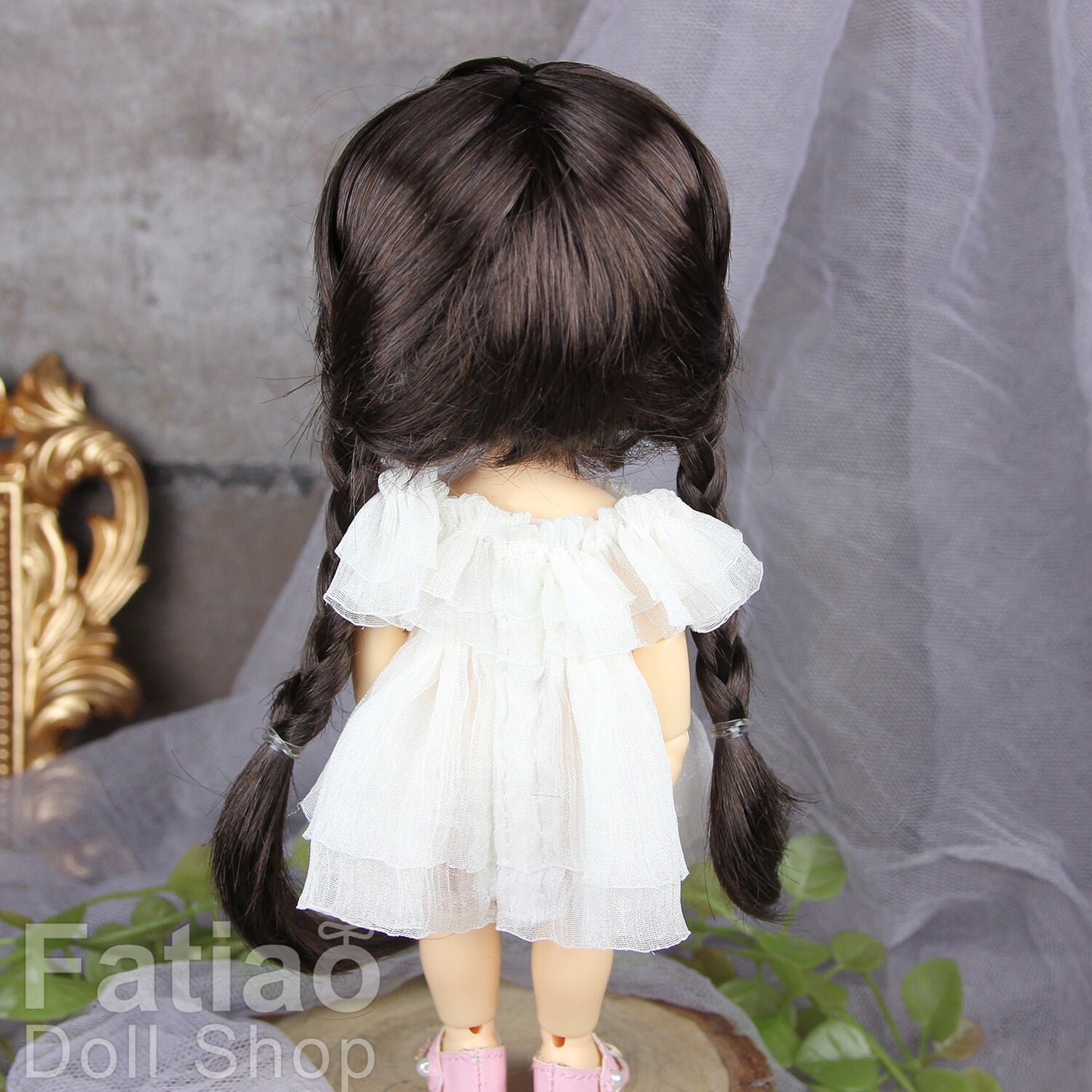 Fatiao - BJD Dollfie Lati Yellow Pukifee 5-6" Doll Wig - Dark Brown