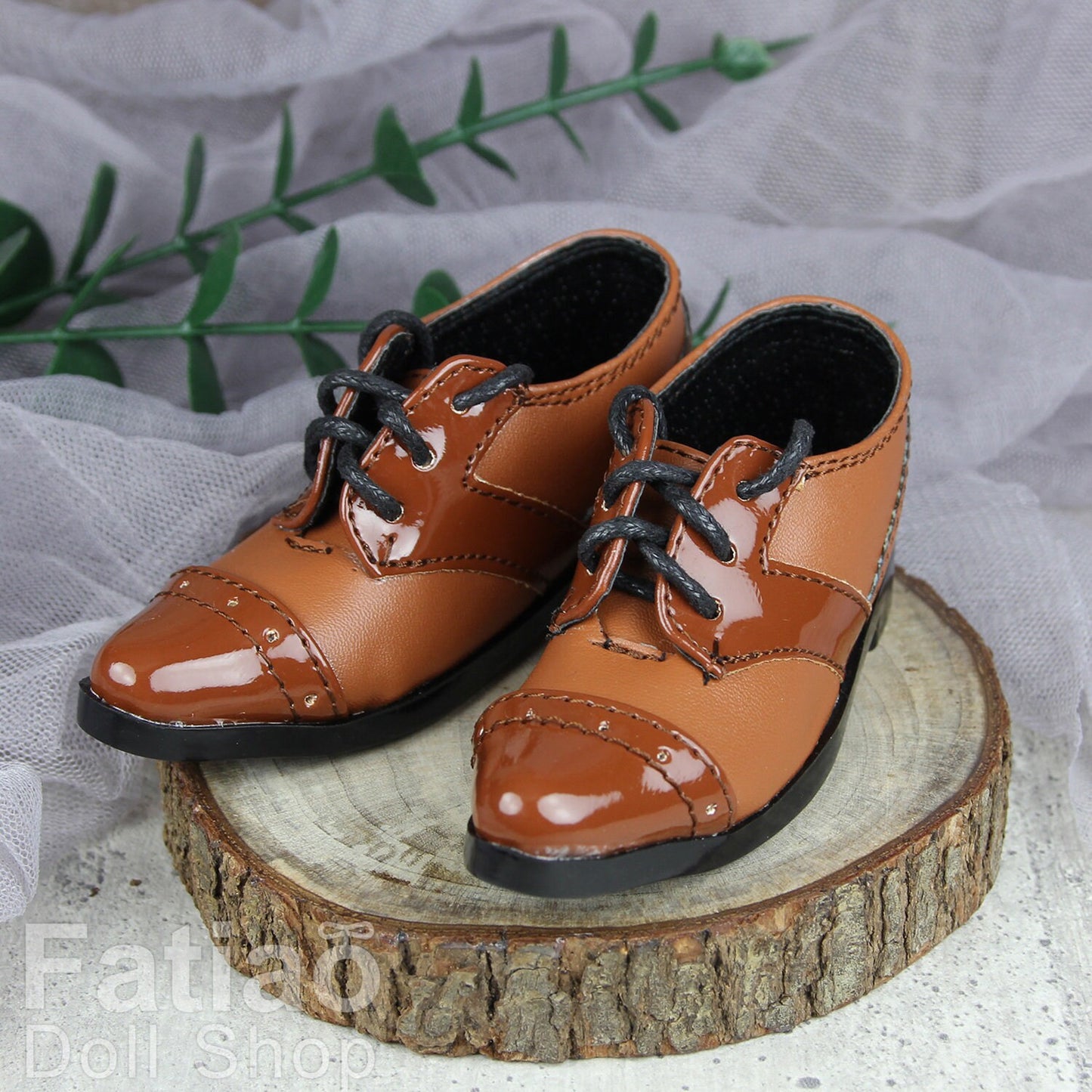 Fatiao - New 1/3 BJD Supper dollfie 13/17SD Boy Tip Leather Suit Shoes Brown (Size 8.5cm)