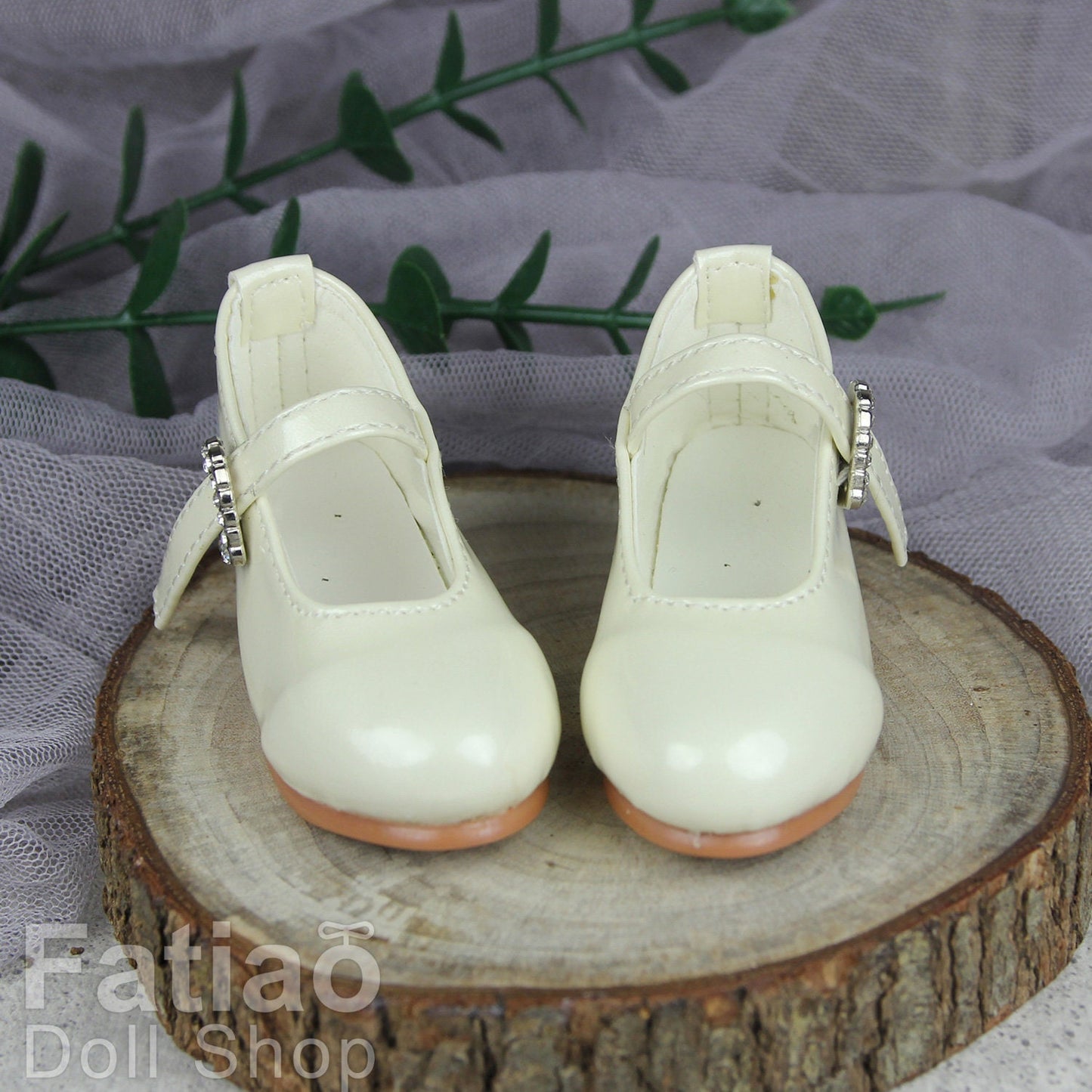 Fatiao - New 1/3 BJD Dollfie DD Dolls Mary Jane Shoes - Beige (Size 6.5cm)