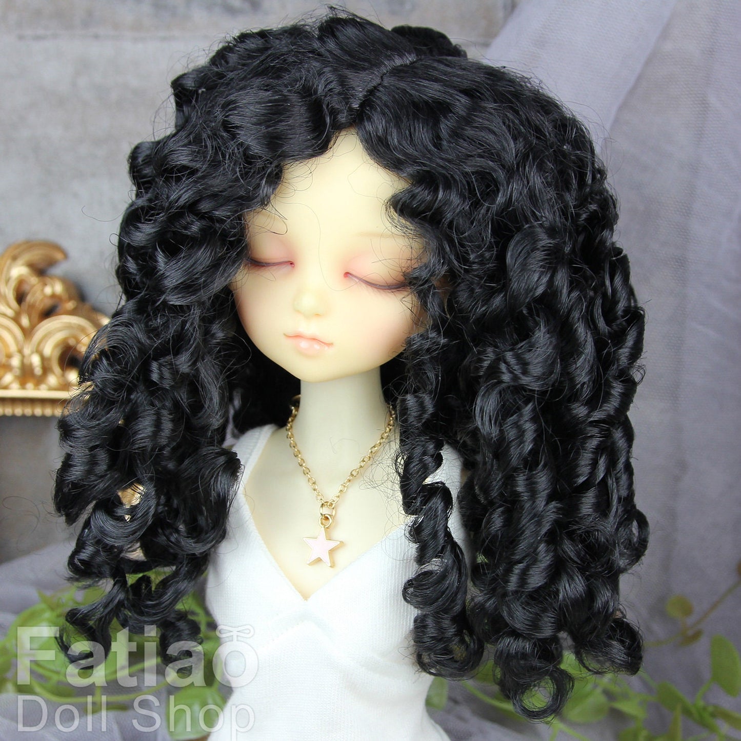 Fatiao - New Dollfie MSD Kaye Wiggs little darling doll 1/4 BJD Size 7-8 inch Dolls Wig - Black Dolls Wig