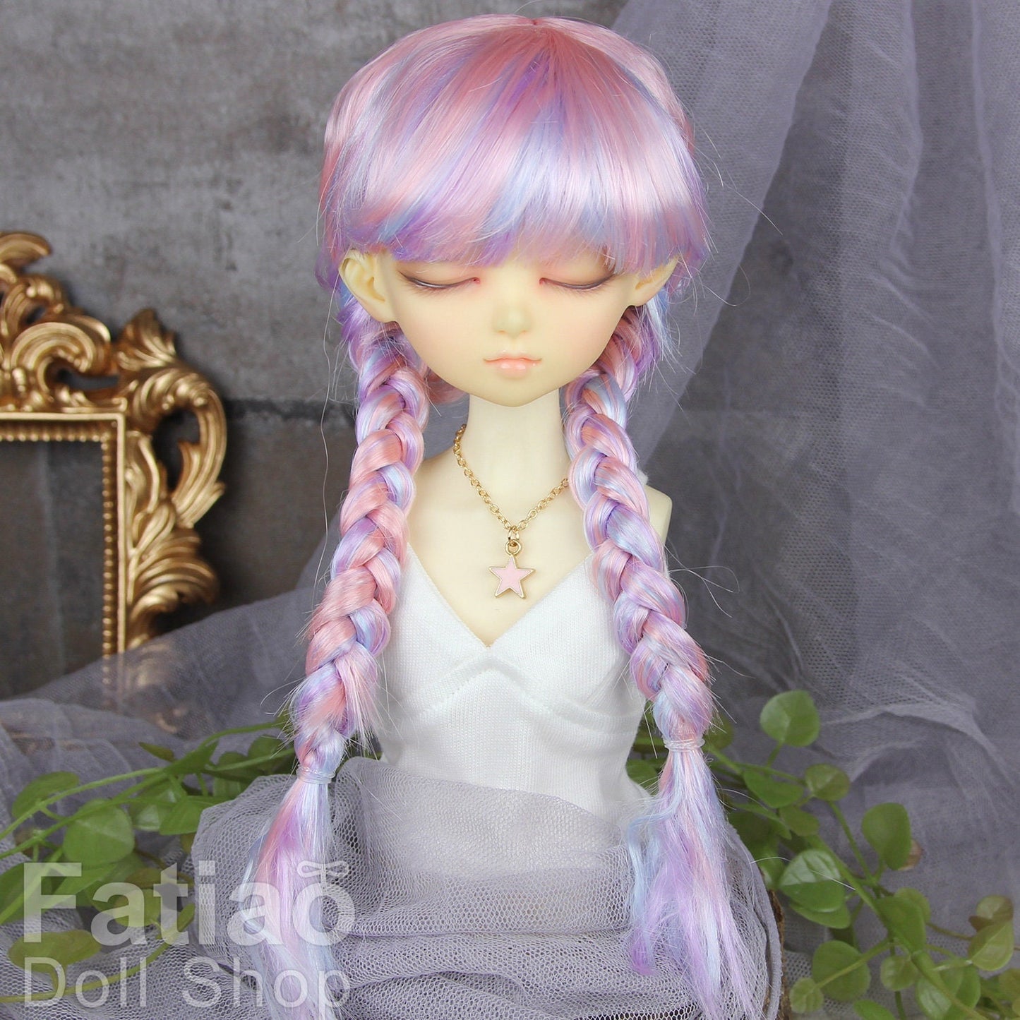 Fatiao - New Dollfie MSD Kaye Wiggs little darling doll 1/4 BJD Size 7-8 inch Dolls Wig - Pink purple
