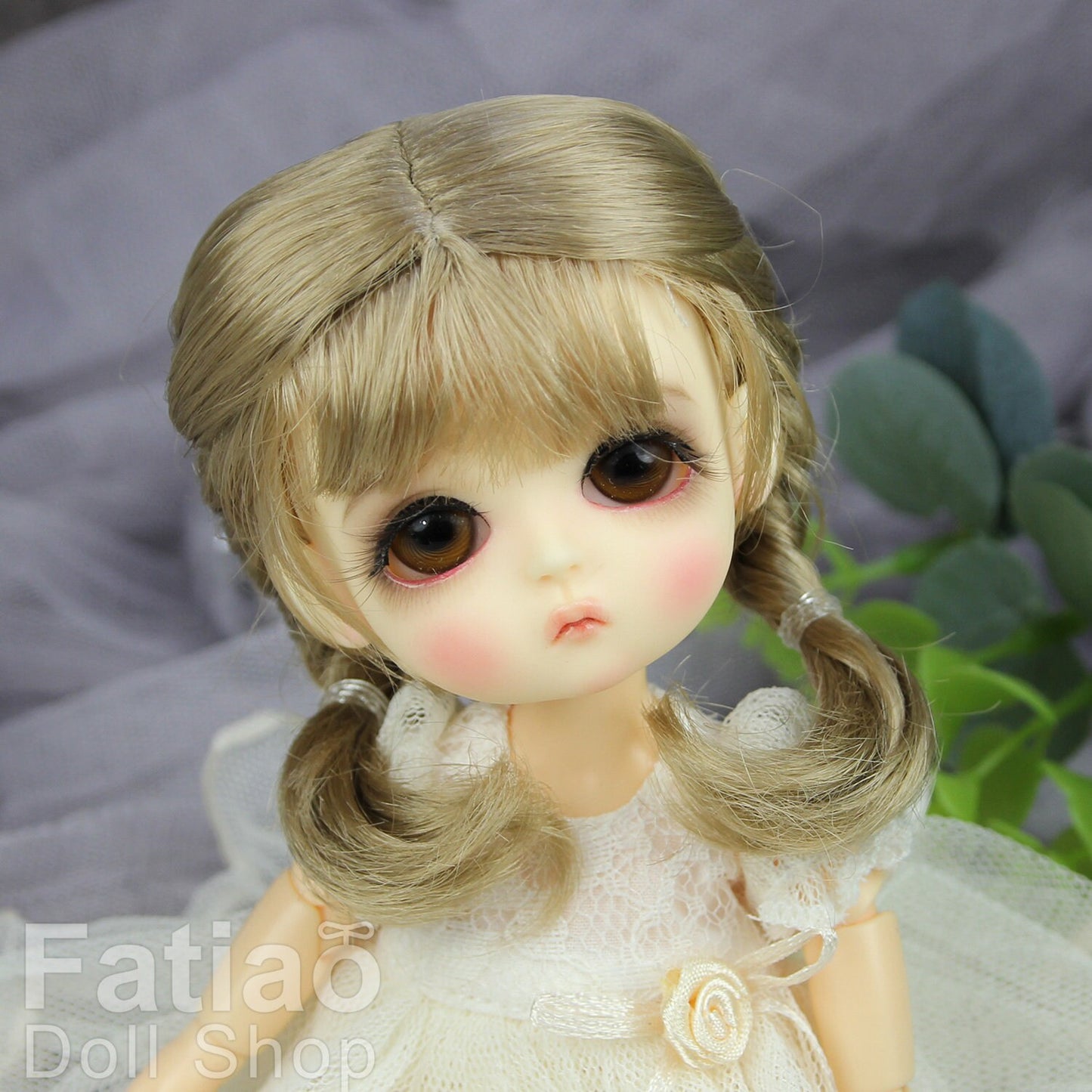 Fatiao - BJD Dollfie Lati Yellow Pukifee 5-6" Angel Doll Wig - Baby Brown
