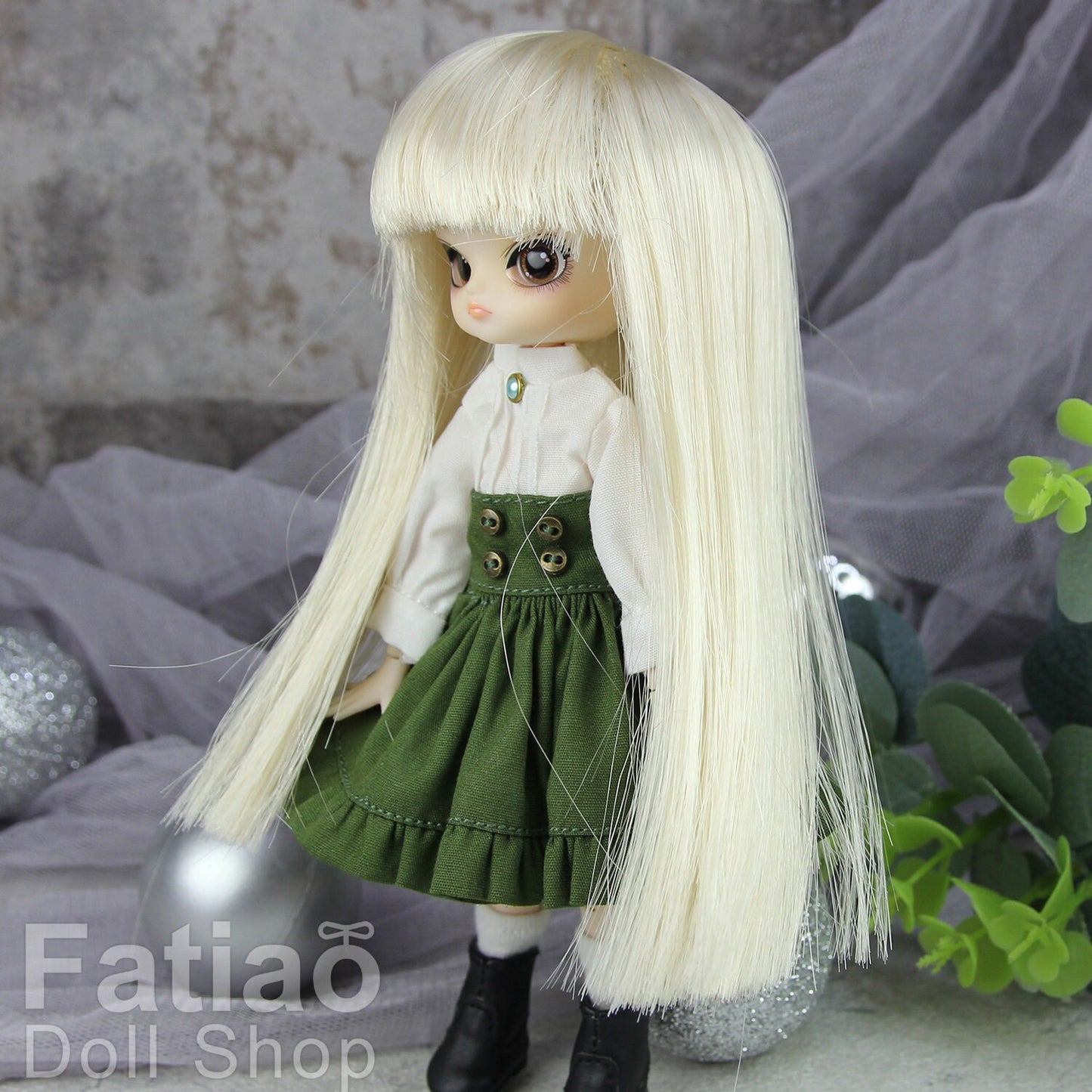 Fatiao - New Dollfie Bisou AI BJD Dolls Wig - size 4-5" - Blonde