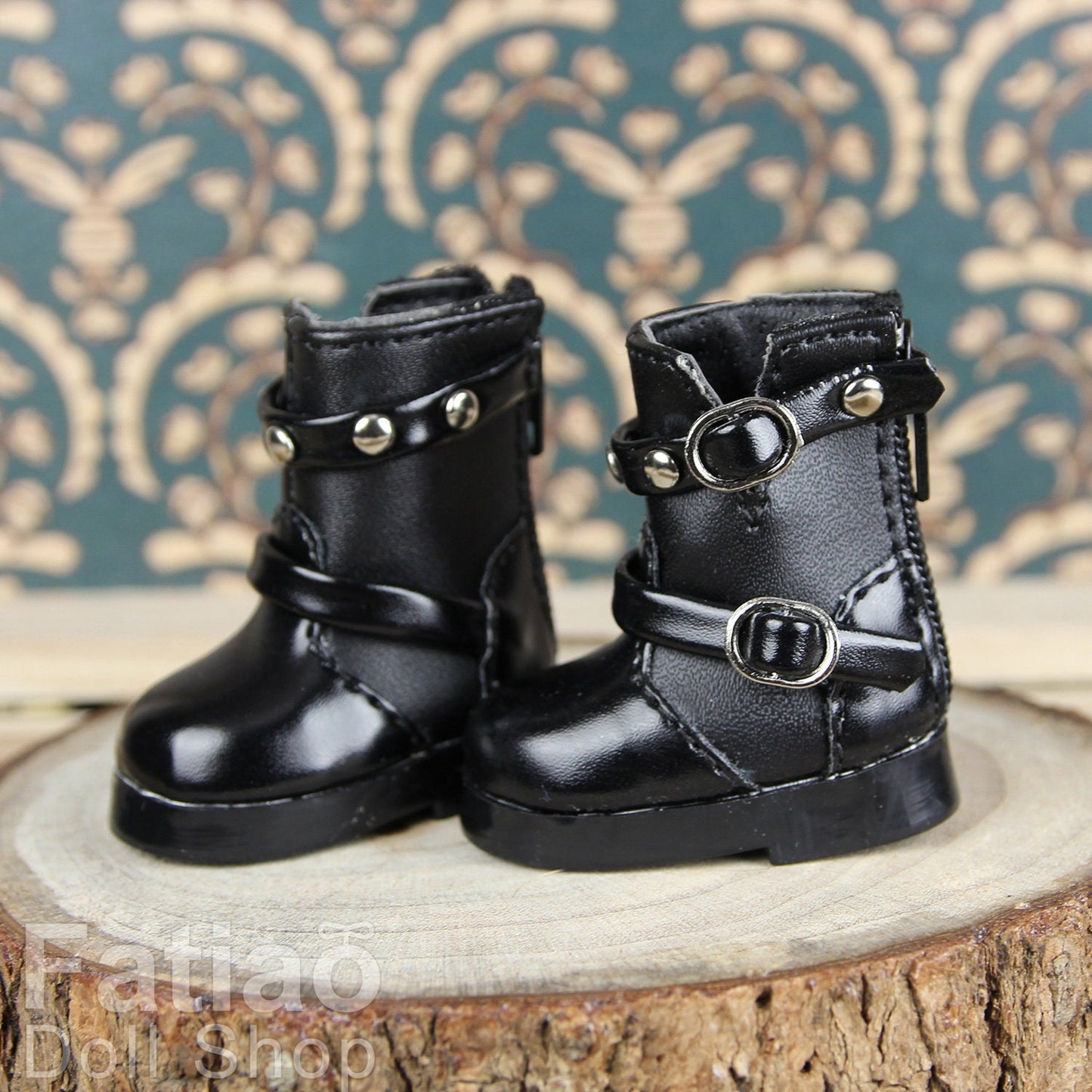Fatiao - New Dollfie Yo-SD 1/6 BJD Doll Shoes Boots - Black (Size 4.5cm)