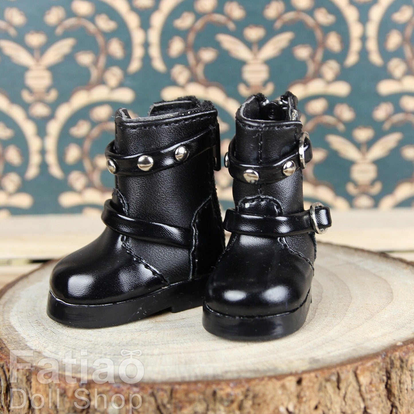 Fatiao - New Dollfie Yo-SD 1/6 BJD Doll Shoes Boots - Black (Size 4.5cm)