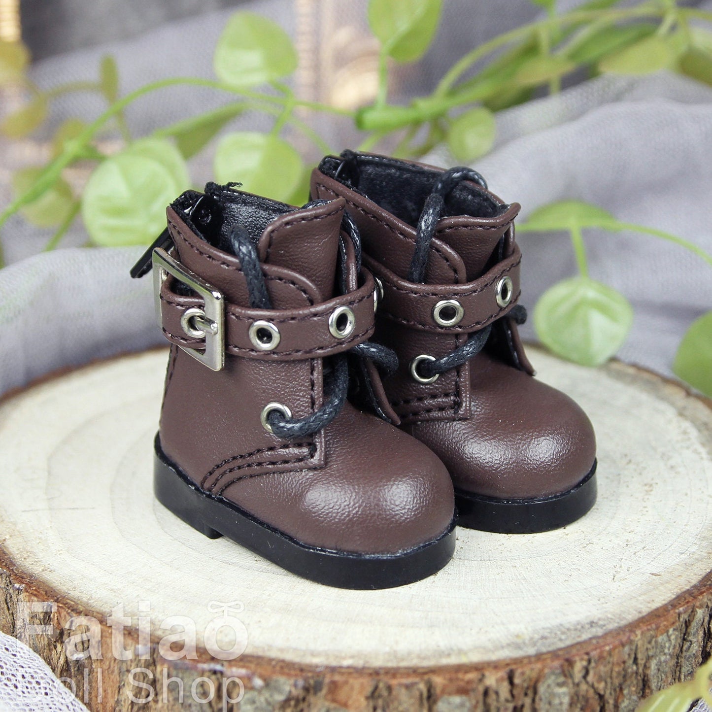 Fatiao - New Dollfie Yo-SD 1/6 BJD Doll Shoes Boots - Black / Brown (Size 4.5cm)