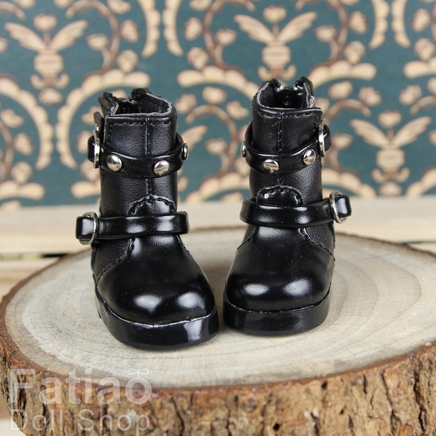 Fatiao - New Dollfie Yo-SD 1/6 BJD Doll Shoes Boots - Black (Size 4.5cm)